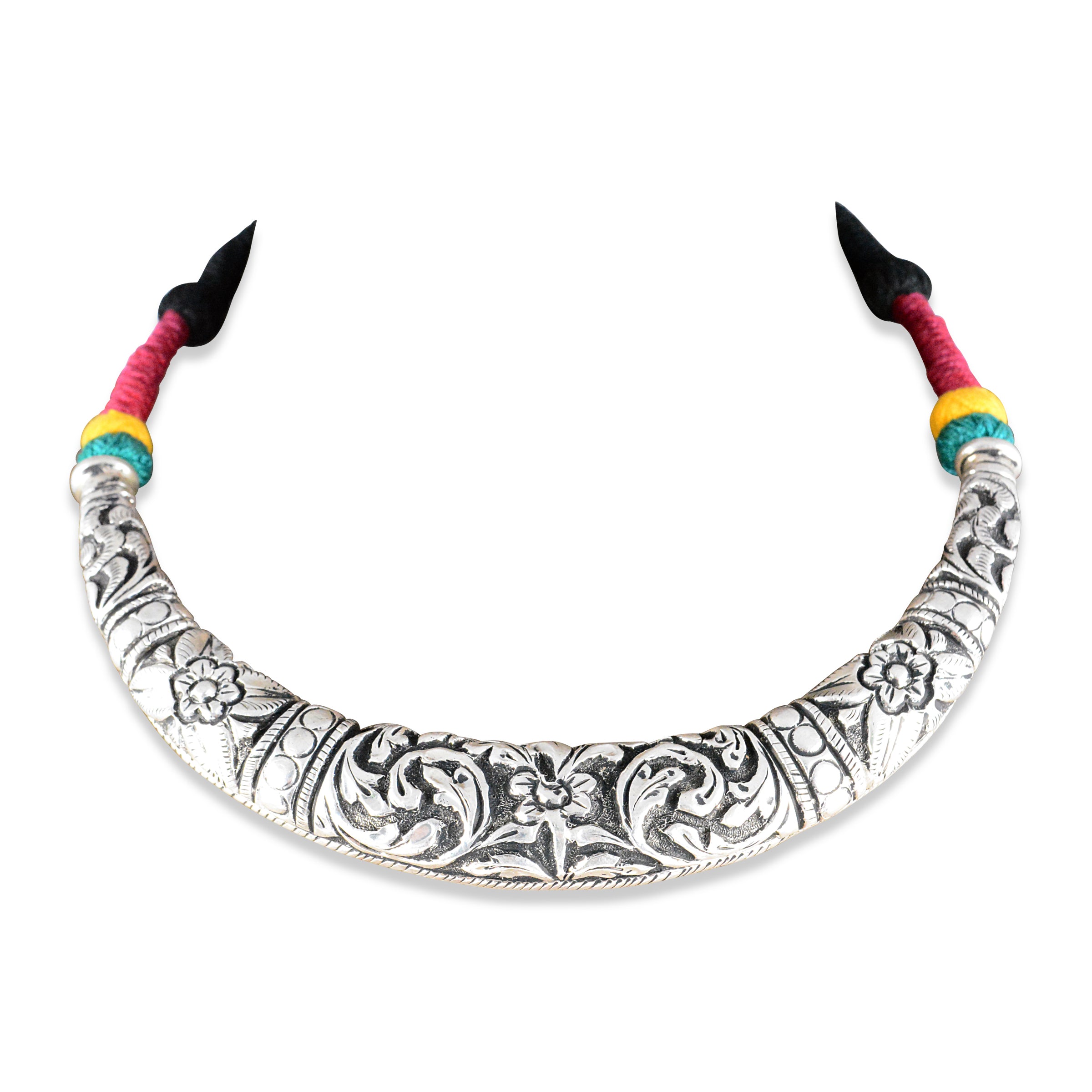 Nakkashi Tribal Hasli - 925 Silver Jewellery Meera Jaipur