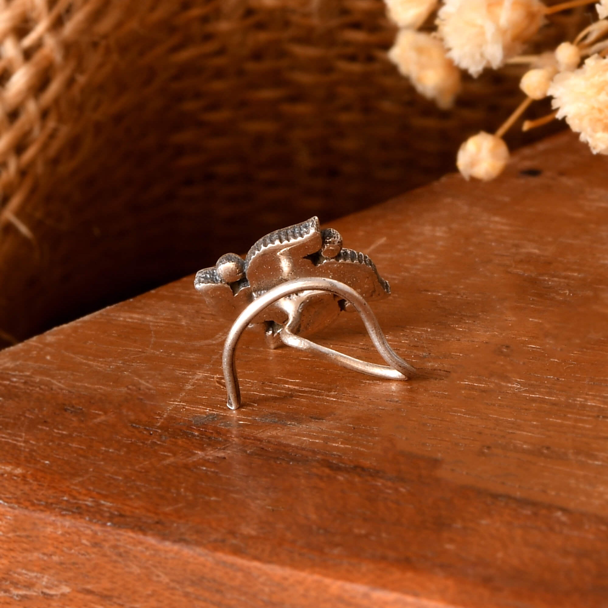 Floral Nose Pin - 925 Silver Jewellery Meera Jaipur