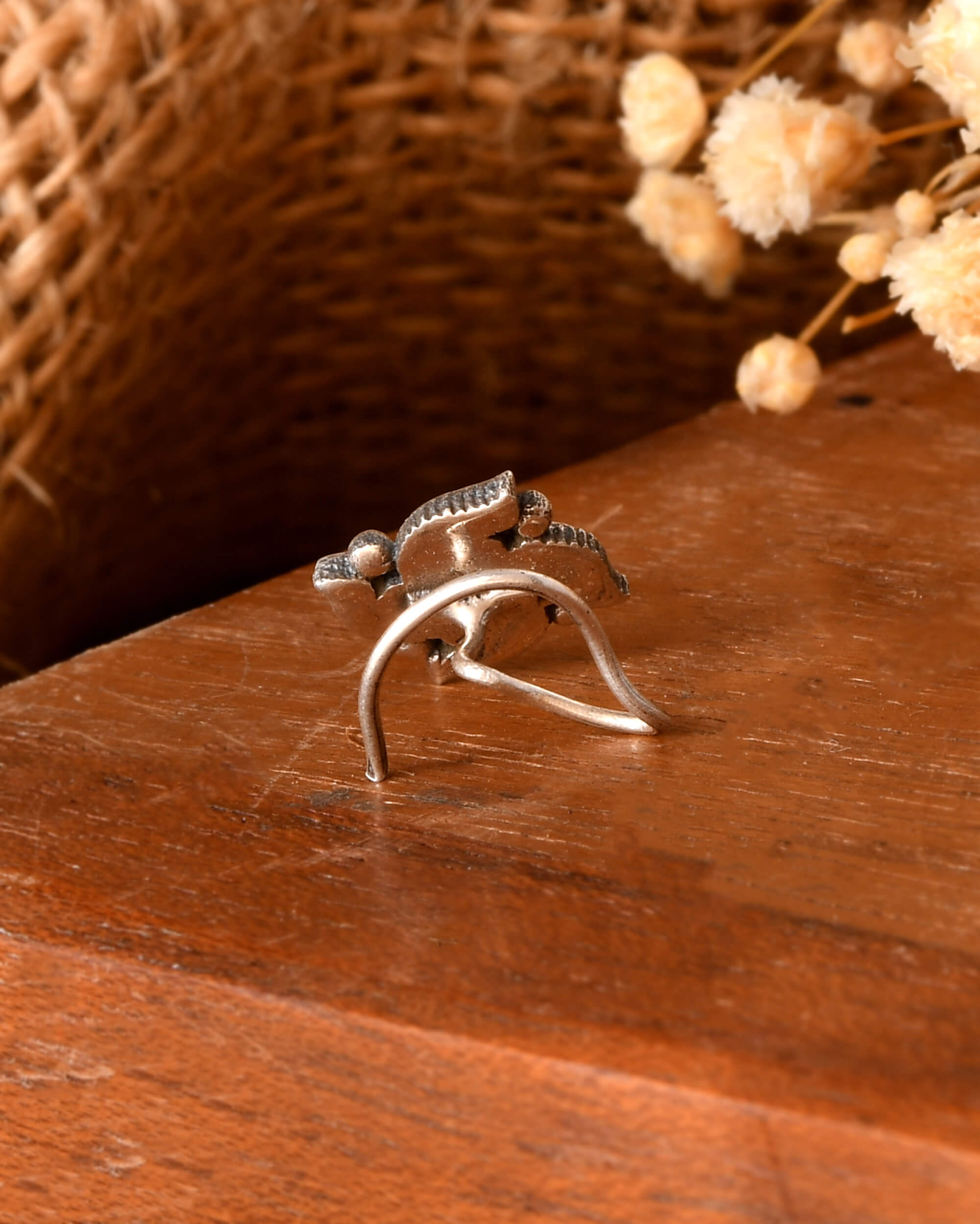 Floral Nose Pin - 925 Silver Jewellery Meera Jaipur