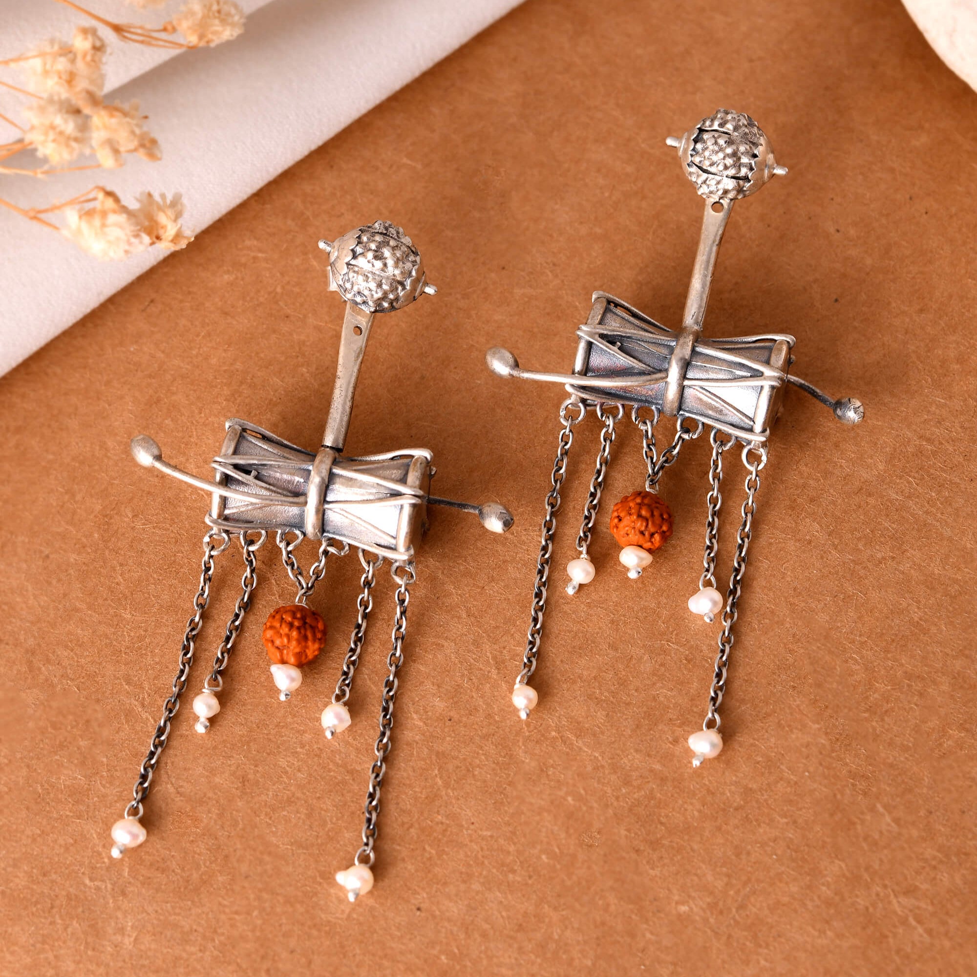 Damroo silver earrings - 925 Silver Jewellery Meera Jaipur