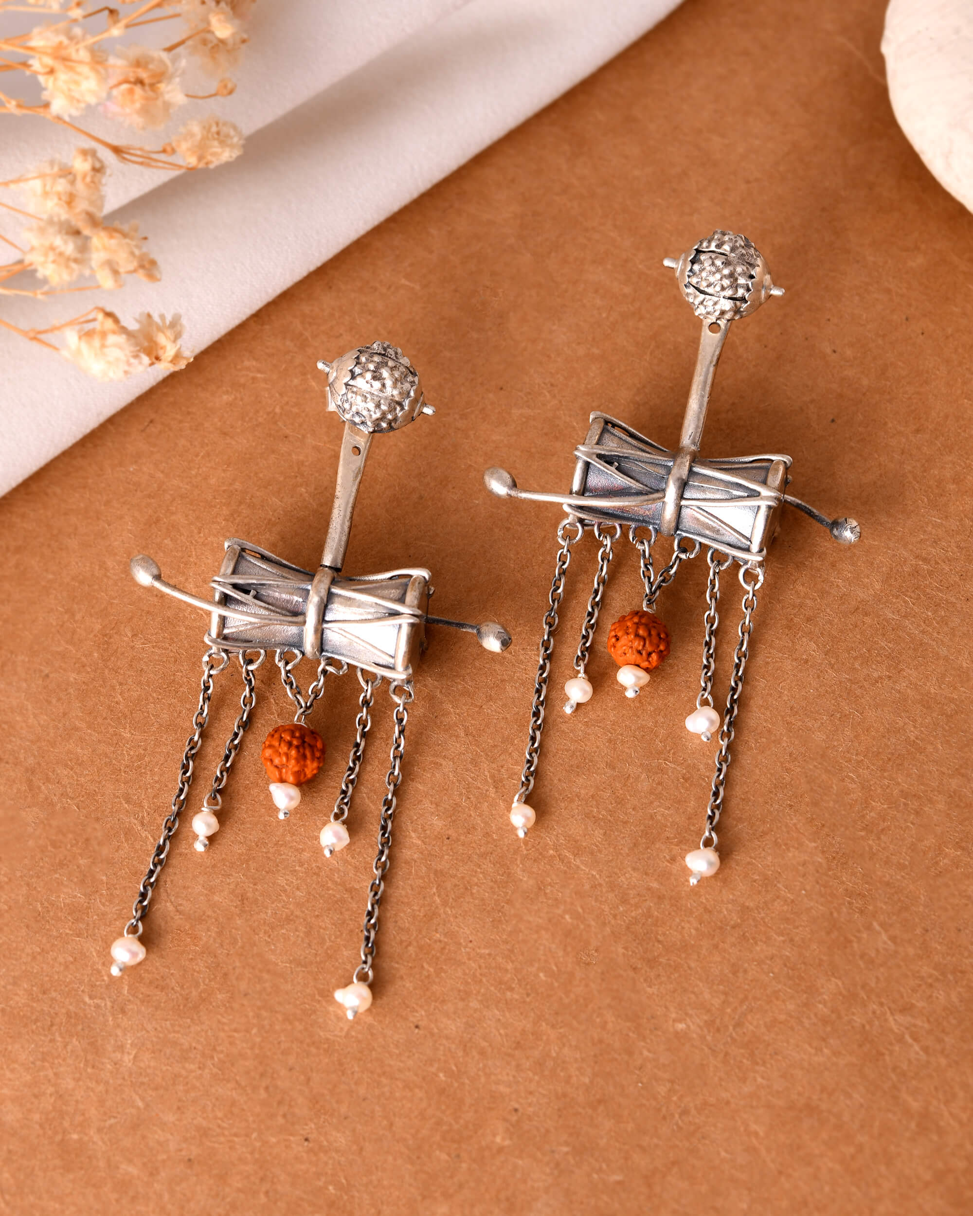 Damroo silver earrings - 925 Silver Jewellery Meera Jaipur