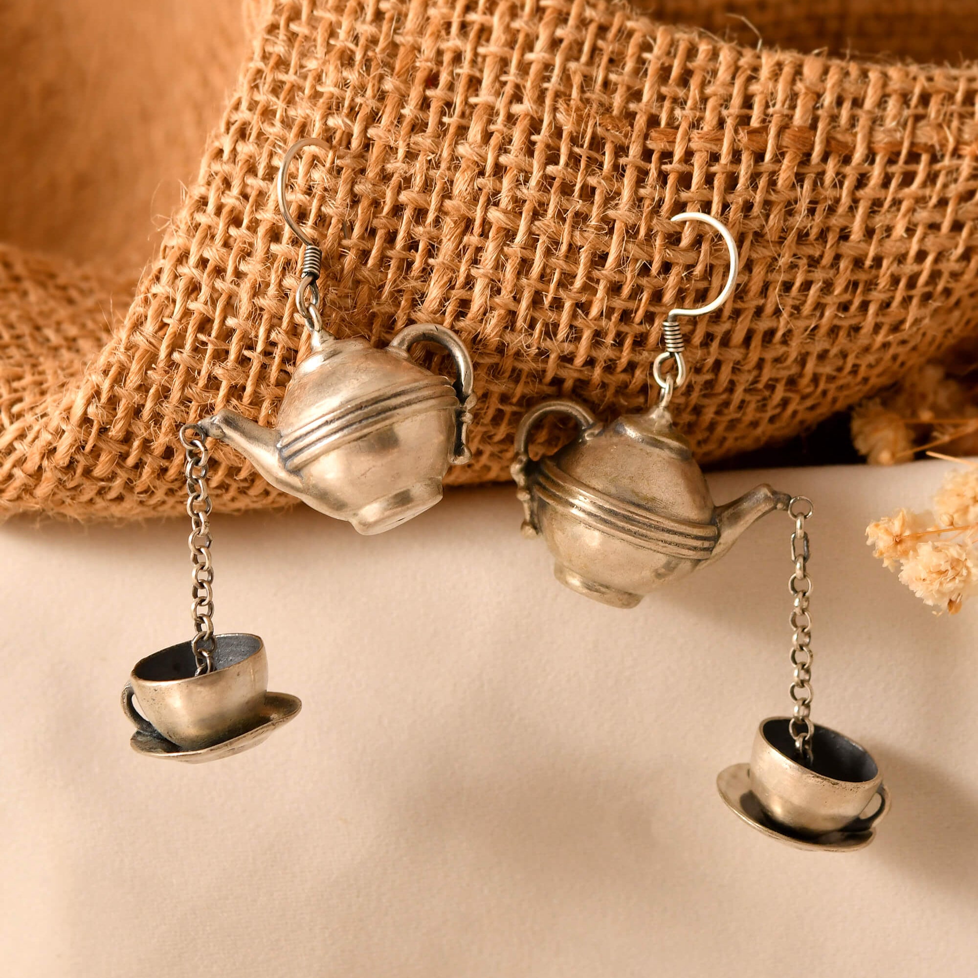 Matka silver earrings - 925 Silver Jewellery Meera Jaipur