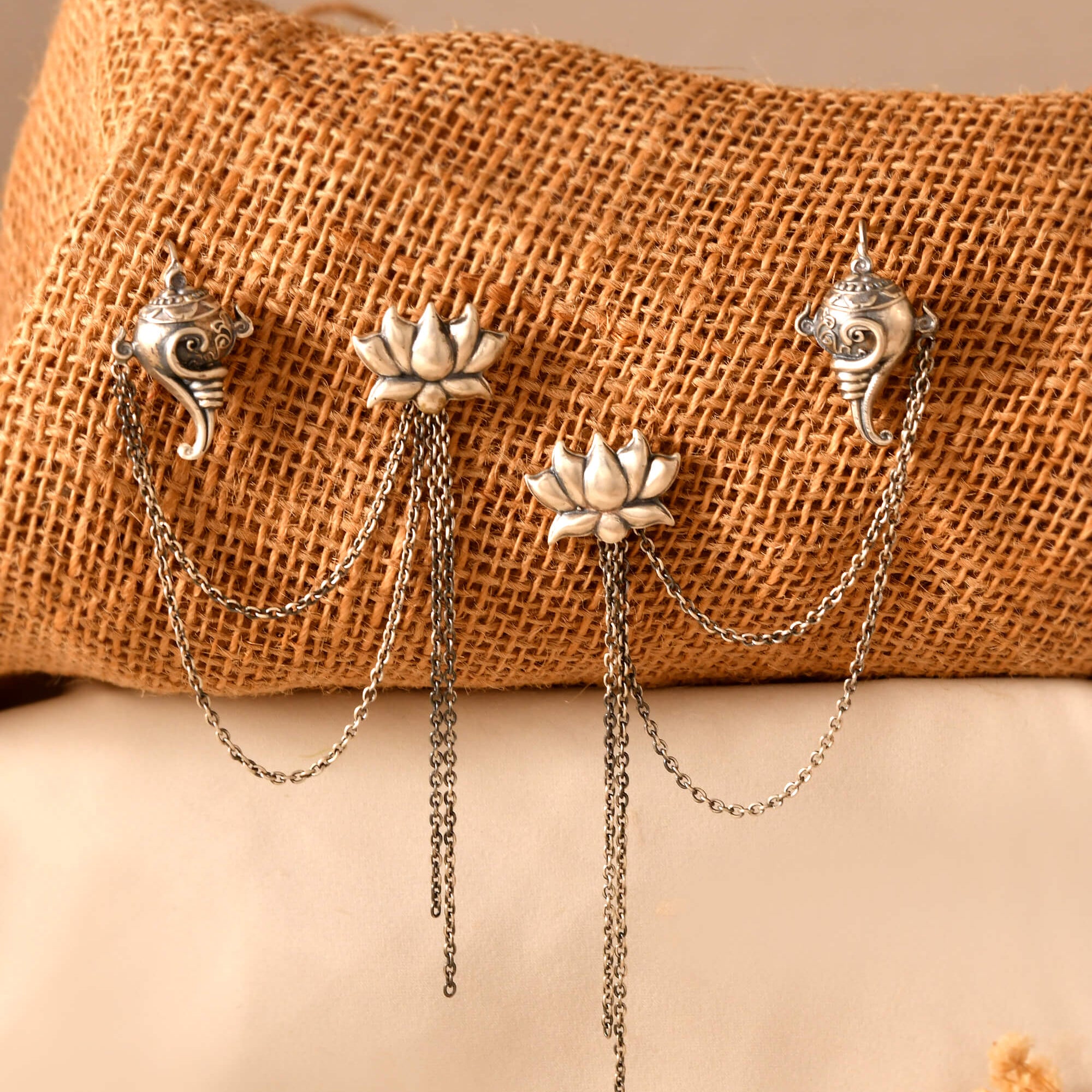 Pushp Silver stud with cuff - 925 Silver Jewellery Meera Jaipur
