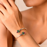 Phool Color Stone Silver Bangle