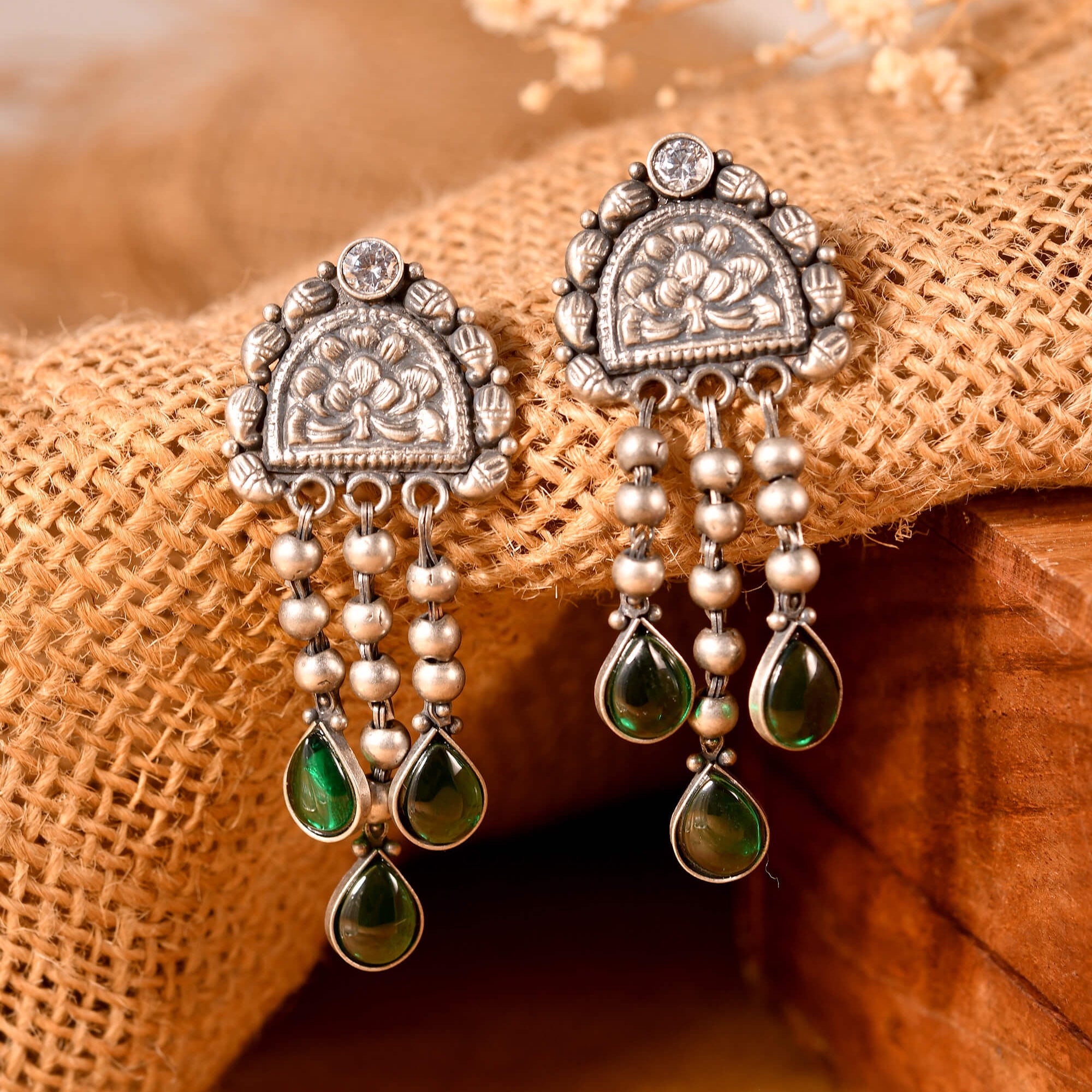 Harit long silver earrings - 925 Silver Jewellery Meera Jaipur