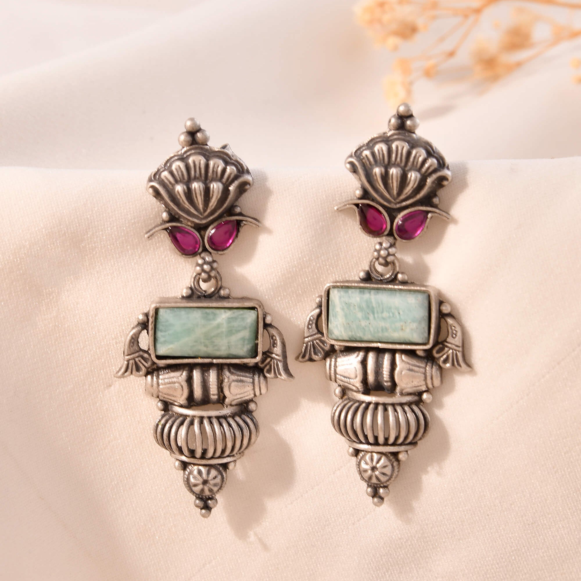 Neel Kamal Silver Earrings - 925 Silver Jewellery Meera Jaipur