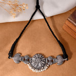 Silver Floral Choker with Pearl Drops - 925 Silver Jewellery Meera Jaipur