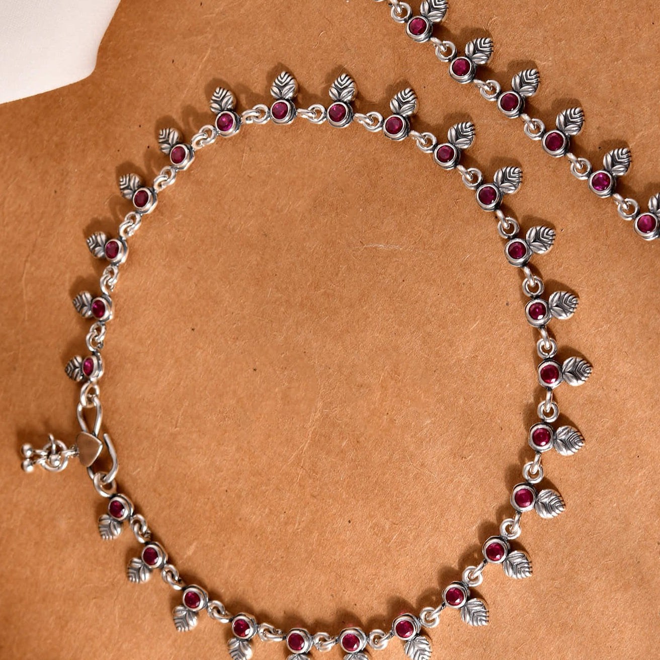 Patta Stone Silver Anklet - 925 Silver Jewellery Meera Jaipur