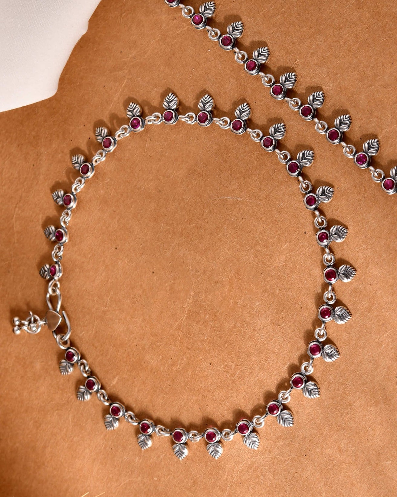 Patta Stone Silver Anklet - 925 Silver Jewellery Meera Jaipur