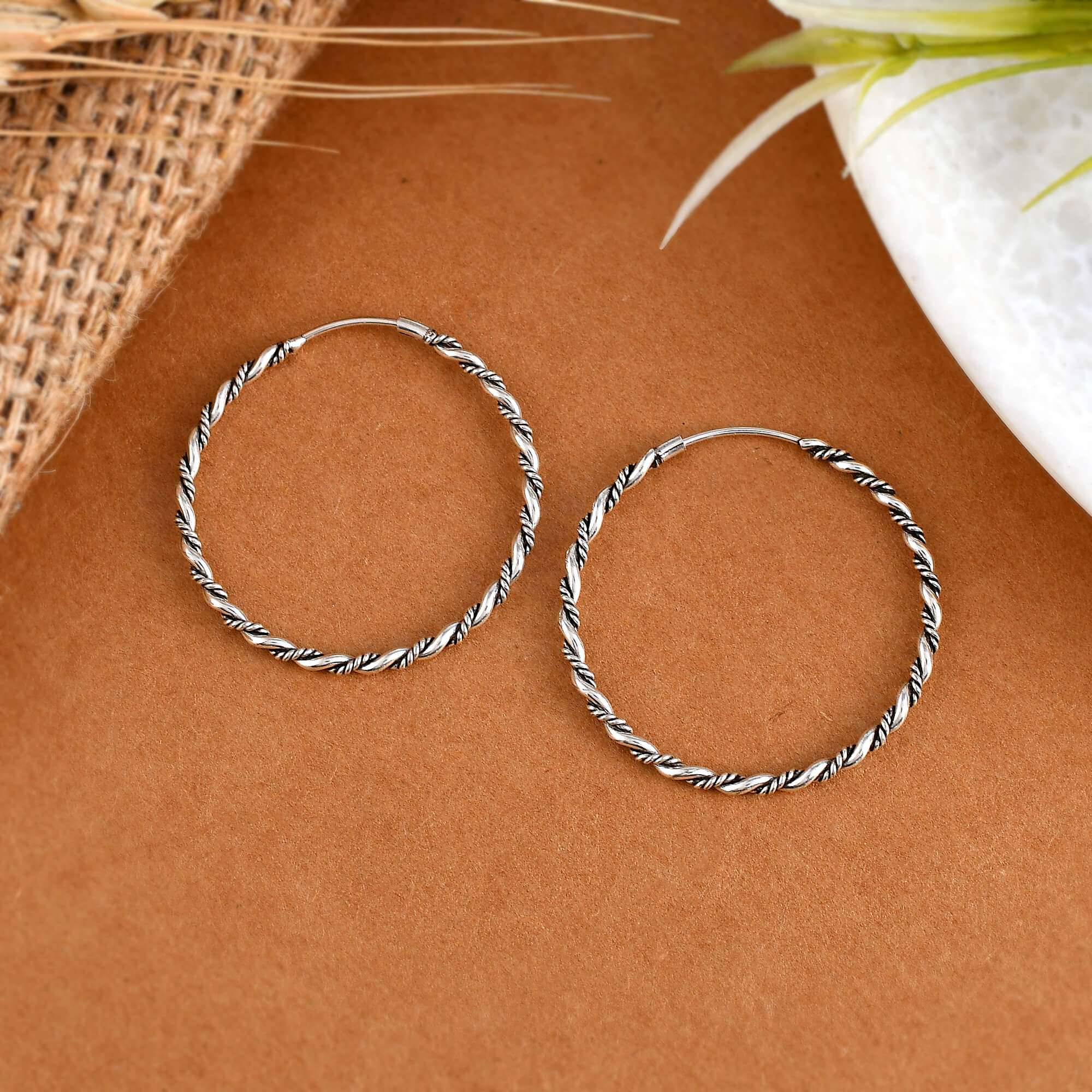 Twist Halo Earrings - 925 Silver Jewellery Meera Jaipur