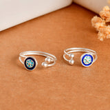 Phool enamel silver toe ring