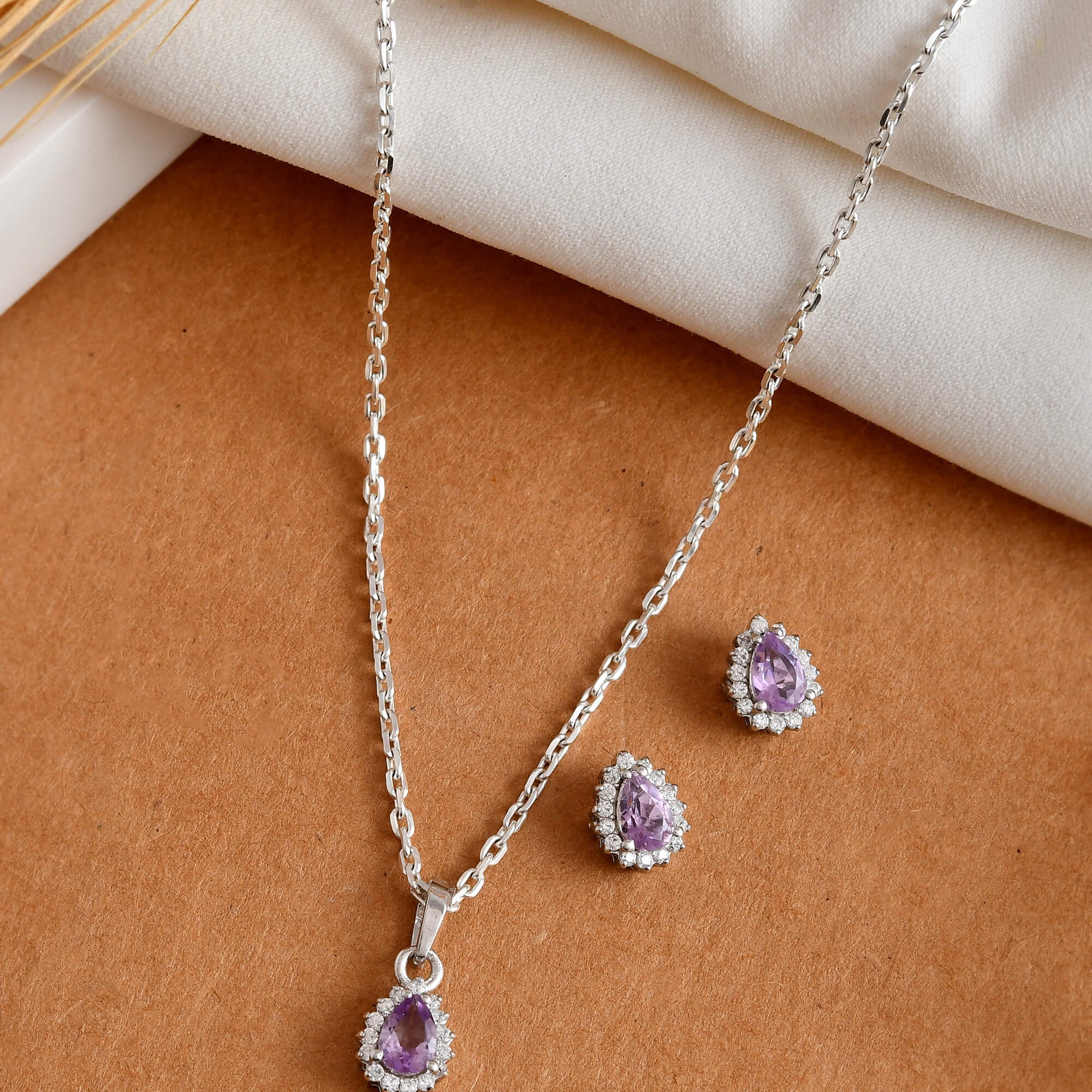 Teardrop Radiance Silver Set - 925 Silver Jewellery Meera Jaipur