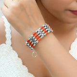 Aari tribal silver bracelet