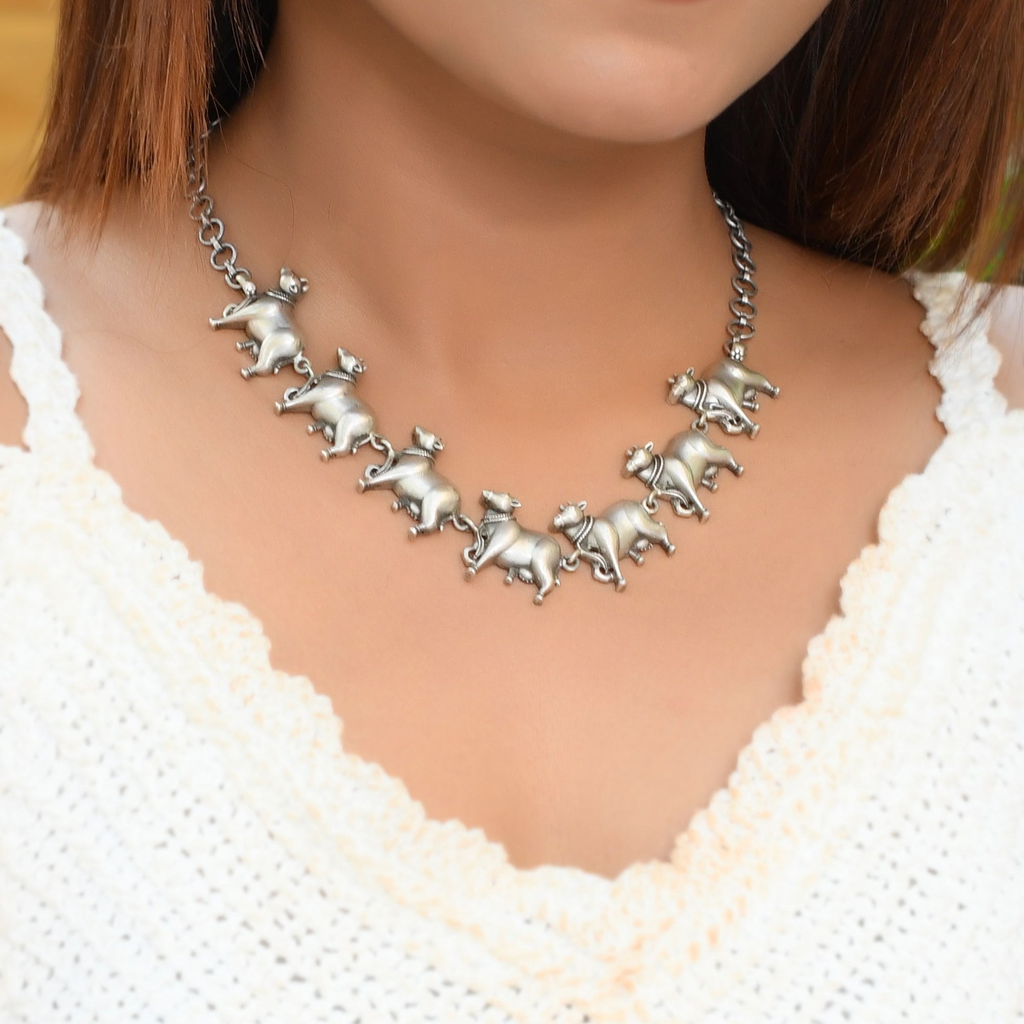 Dhenu Silver Necklace - 925 Silver Jewellery Meera Jaipur