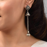Aradhya Long Silver Earrings
