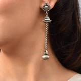 Aradhya Long Silver Earrings