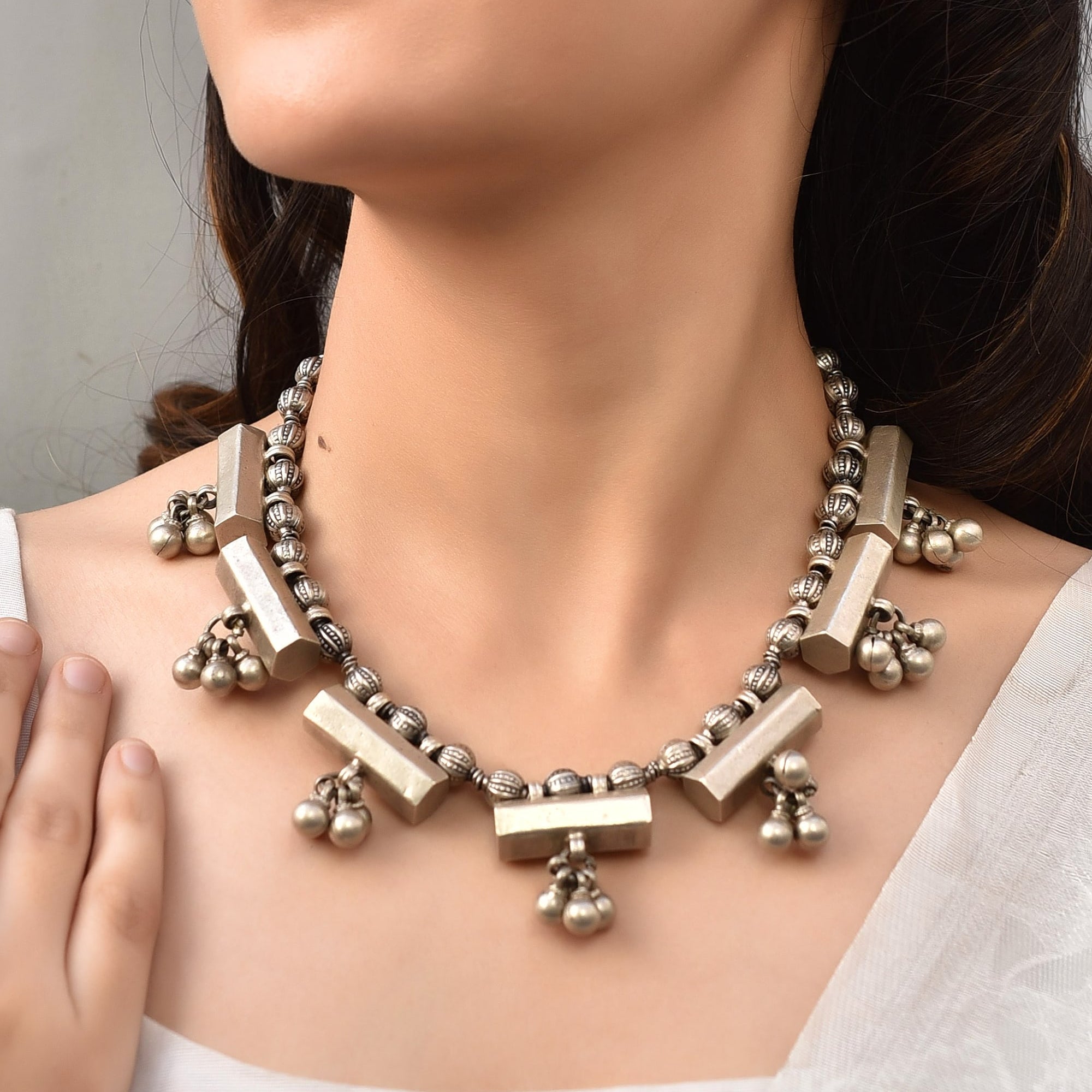Sangita Silver Necklace - 925 Silver Jewellery Meera Jaipur