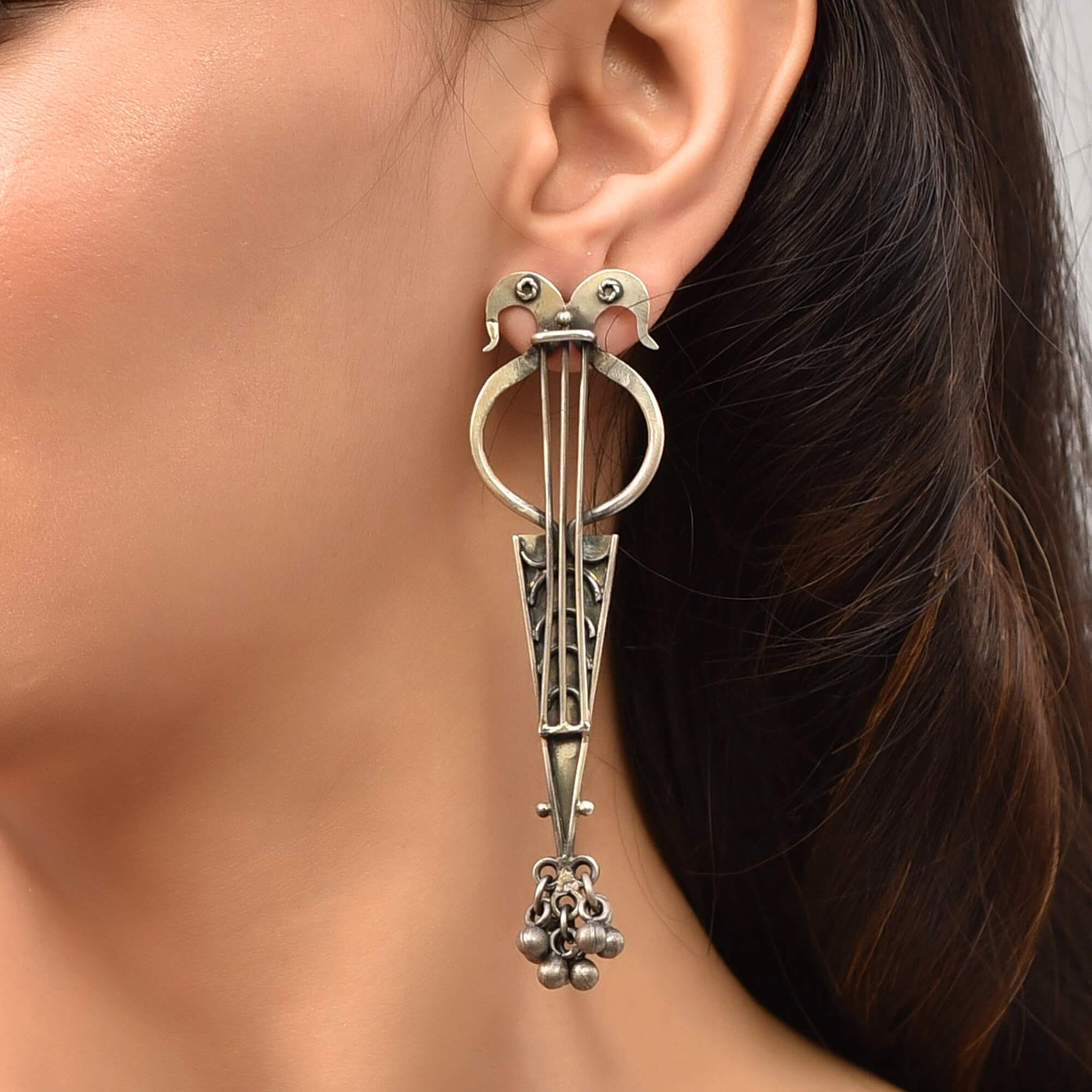 Long Silver Earrings - 925 Silver Jewellery Meera Jaipur