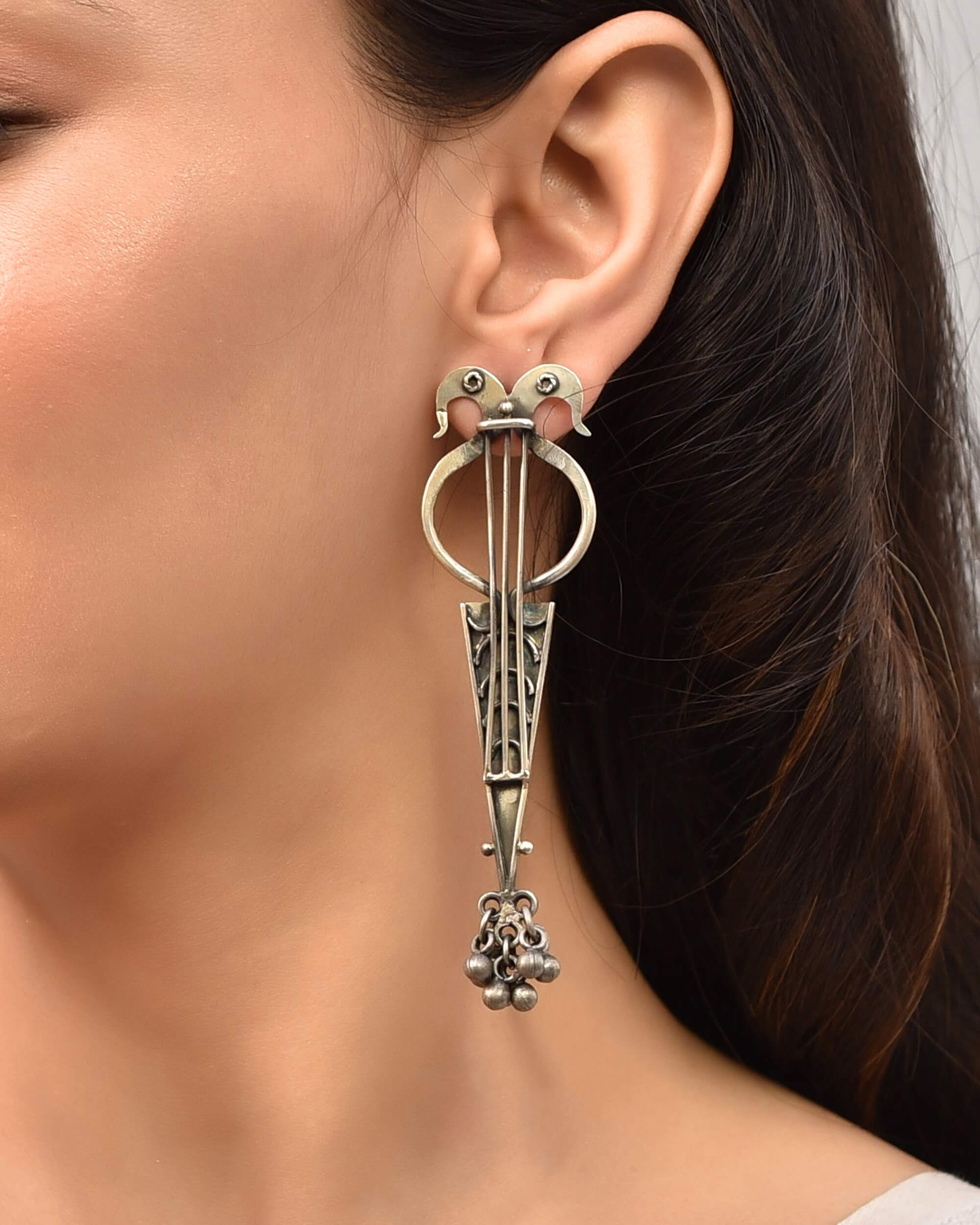 Long Silver Earrings - 925 Silver Jewellery Meera Jaipur
