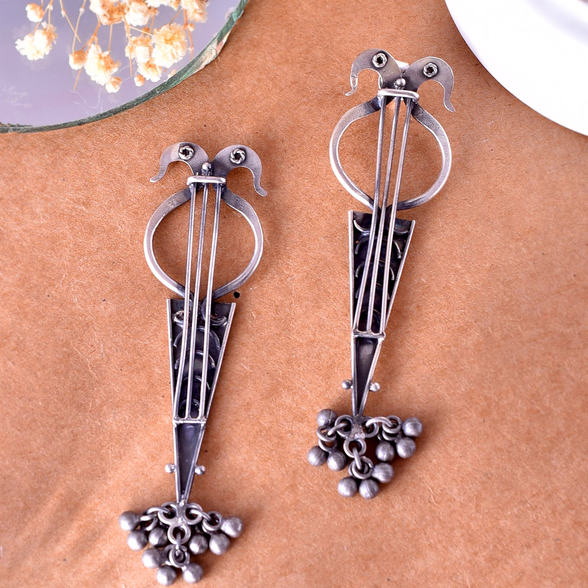 Long Silver Earrings - 925 Silver Jewellery Meera Jaipur