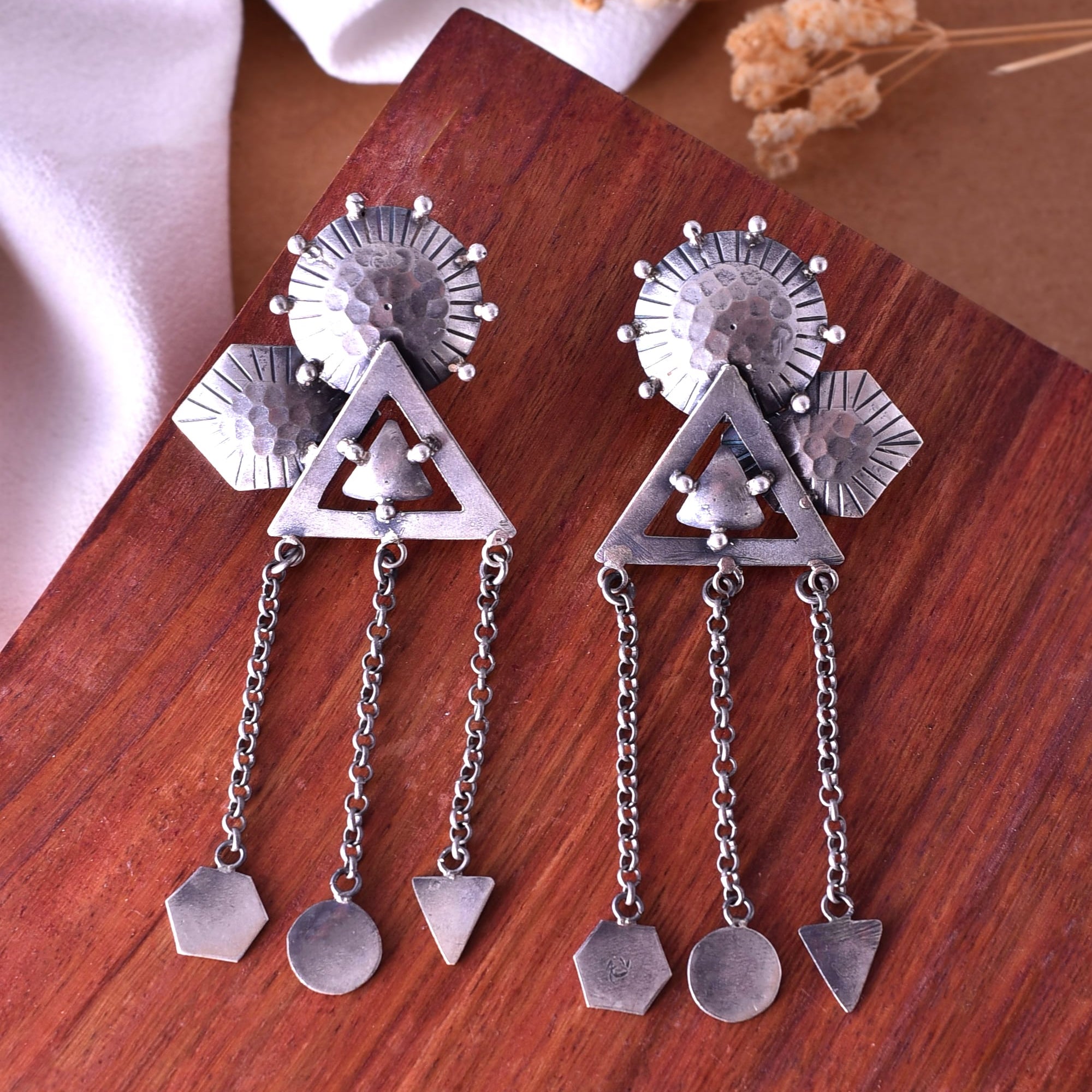 Ahana Tribal Silver Earrings - 925 Silver Jewellery Meera Jaipur