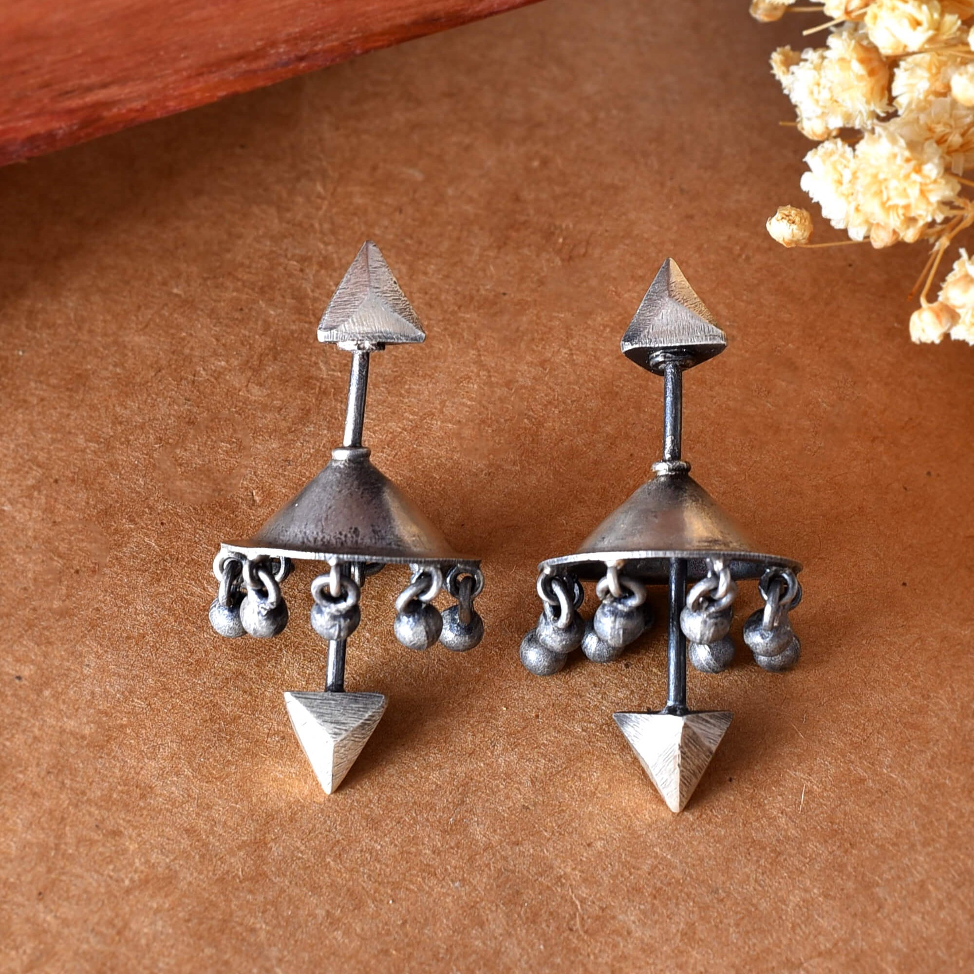 Trishool Silver Eaarrings - 925 Silver Jewellery Meera Jaipur