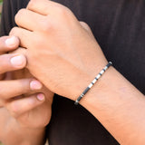 Silver silicon mens bracelet