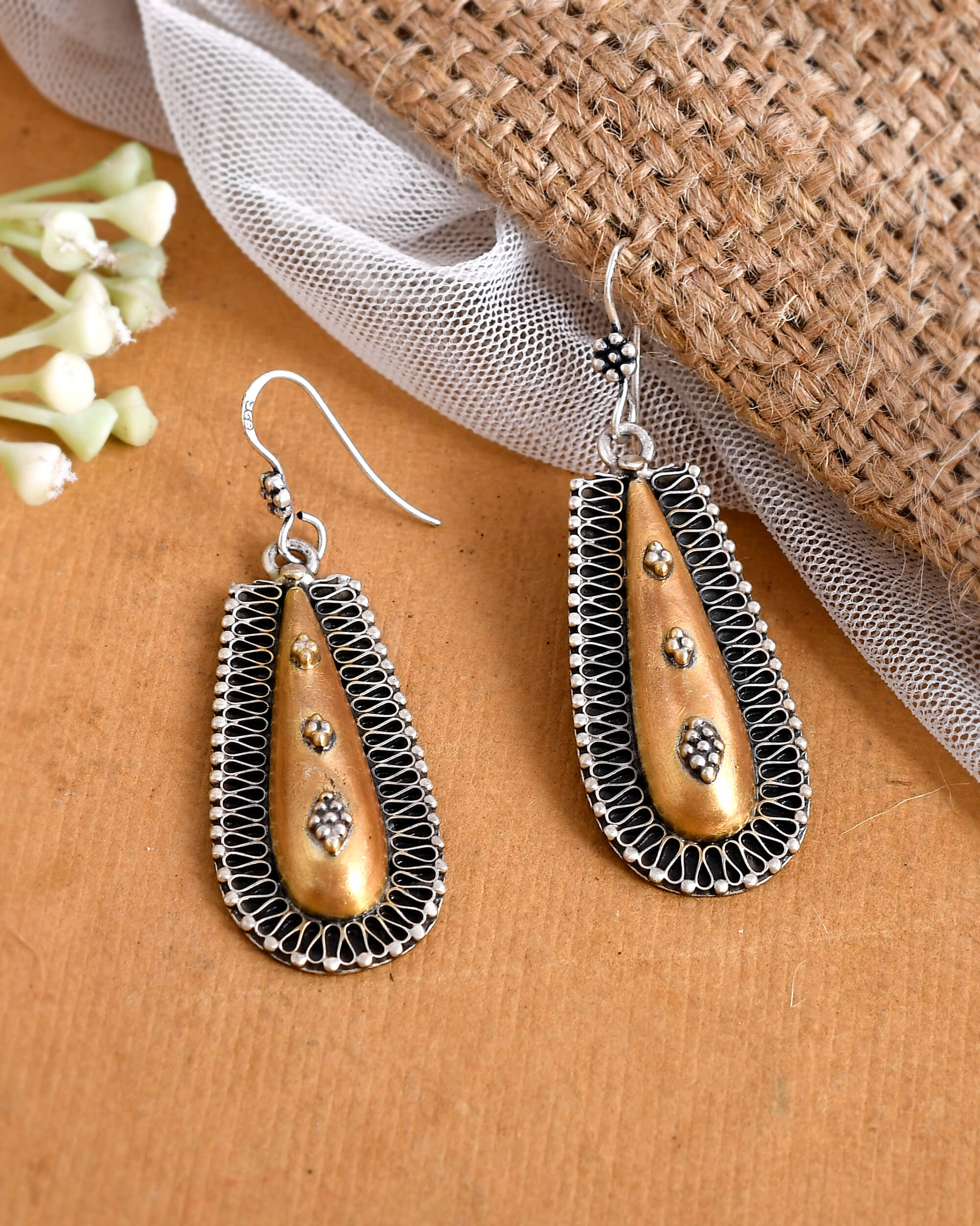 Sandhya silver earrings - 925 Silver Jewellery Meera Jaipur