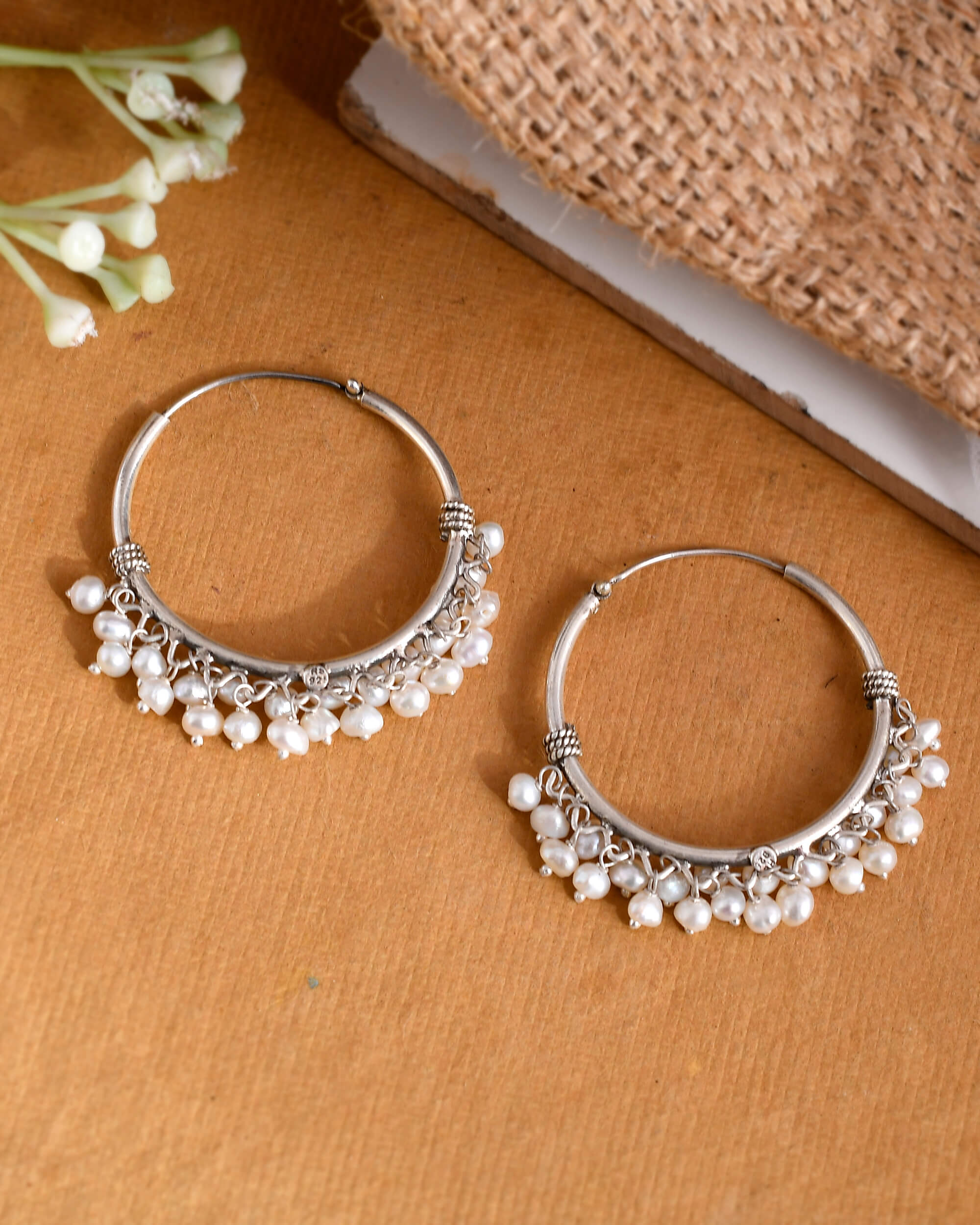 Pushti silver earrings - 925 Silver Jewellery Meera Jaipur