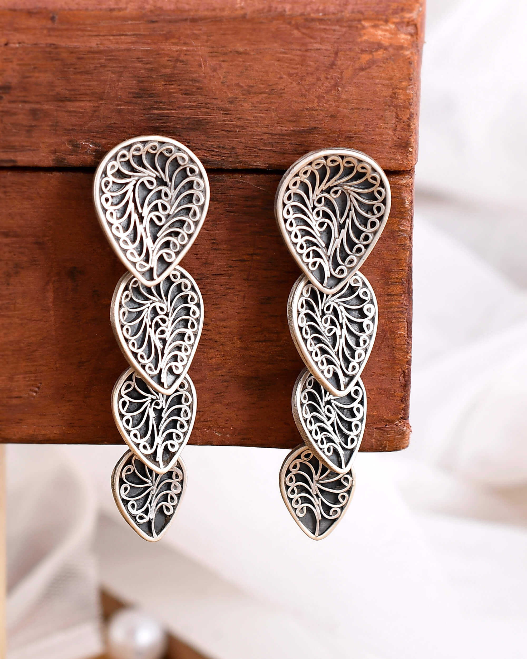 Trika silver earings - 925 Silver Jewellery Meera Jaipur
