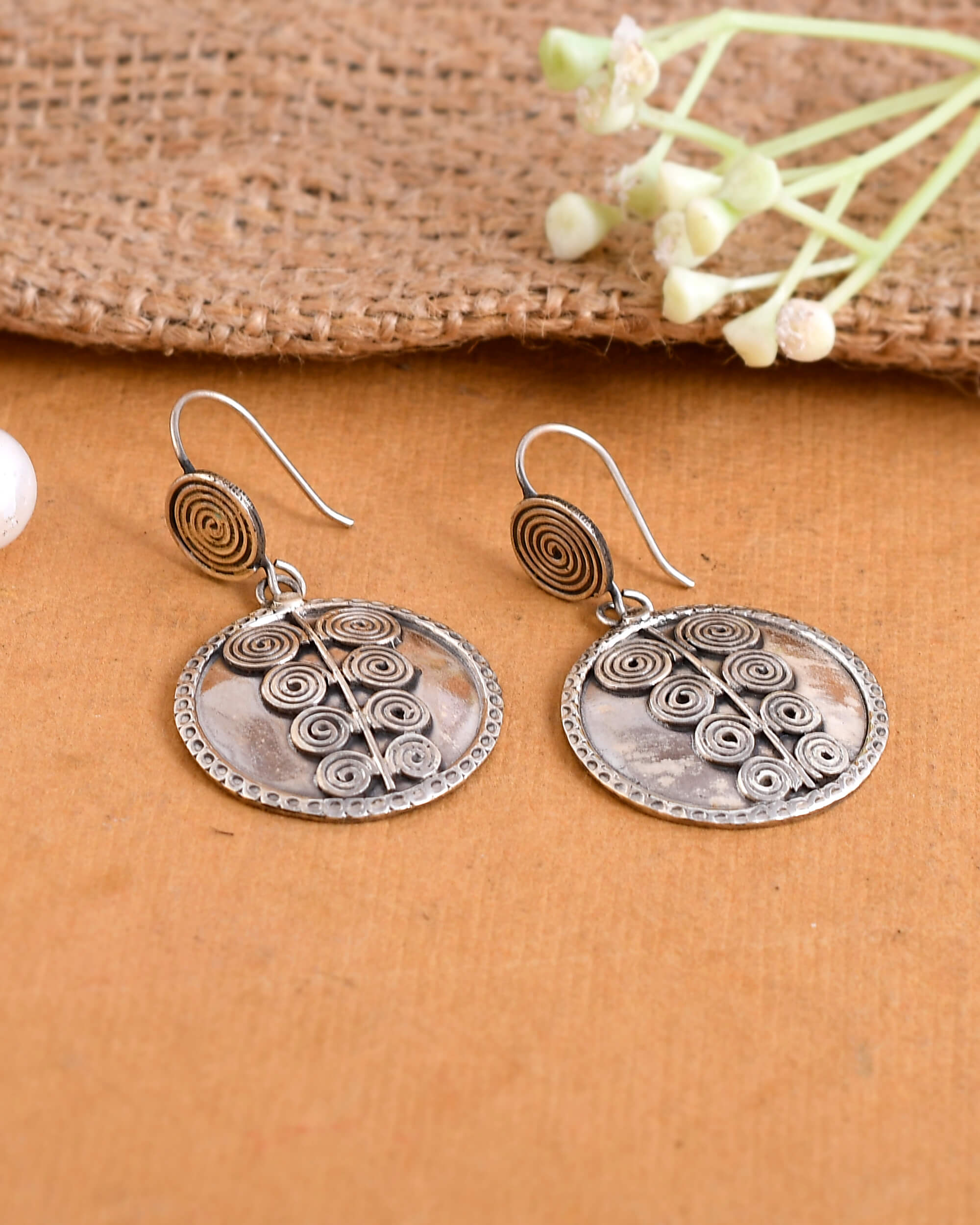 Dhaal silver earrings - 925 Silver Jewellery Meera Jaipur
