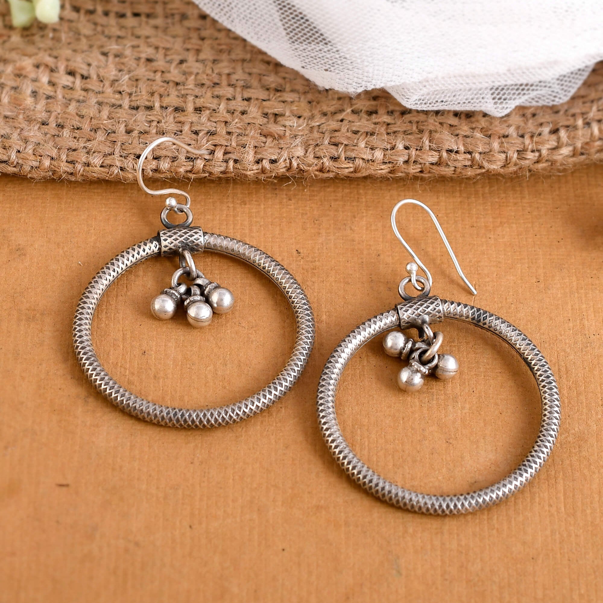 Hollow Round Earring - 925 Silver Jewellery Meera Jaipur