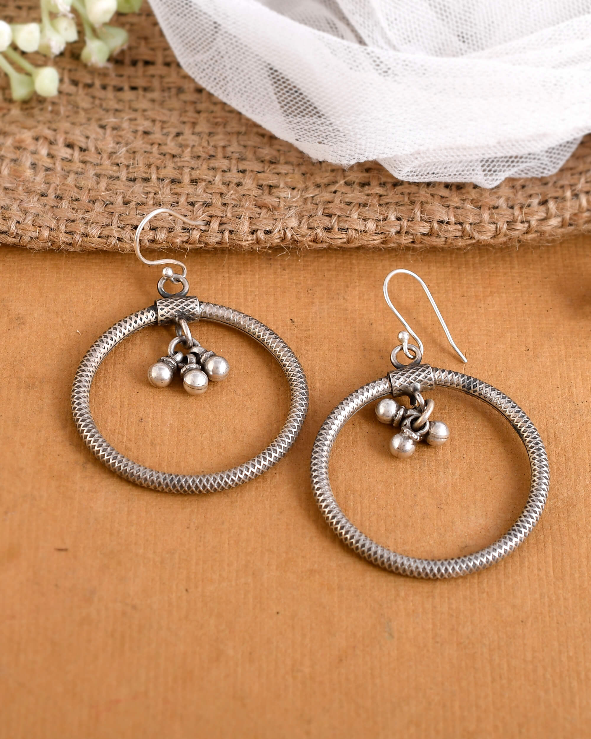 Hollow Round Earring - 925 Silver Jewellery Meera Jaipur
