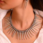 Tribal Silver Necklace With Earrings - 925 Silver Jewellery Meera Jaipur