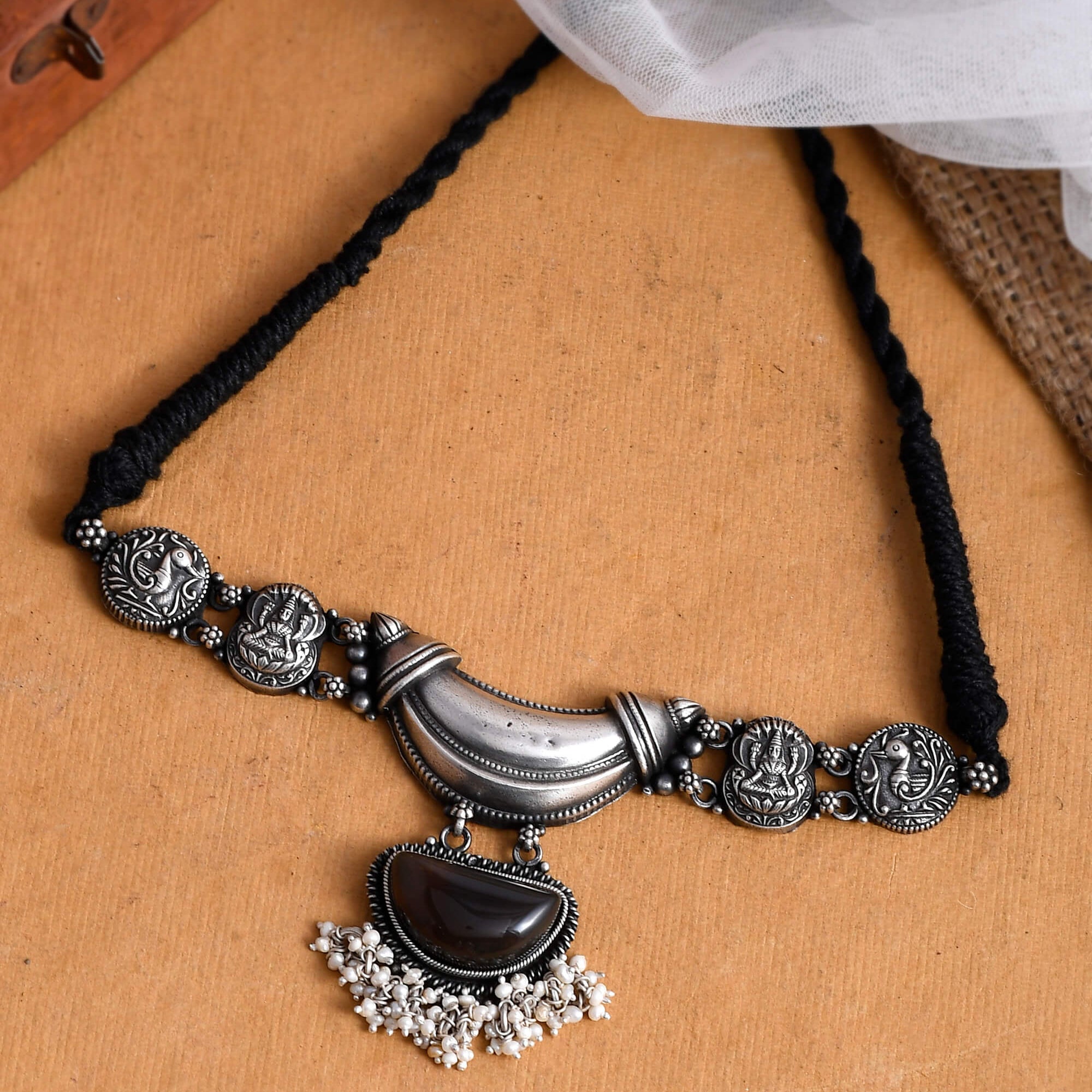 Temple Silver choker - 925 Silver Jewellery Meera Jaipur