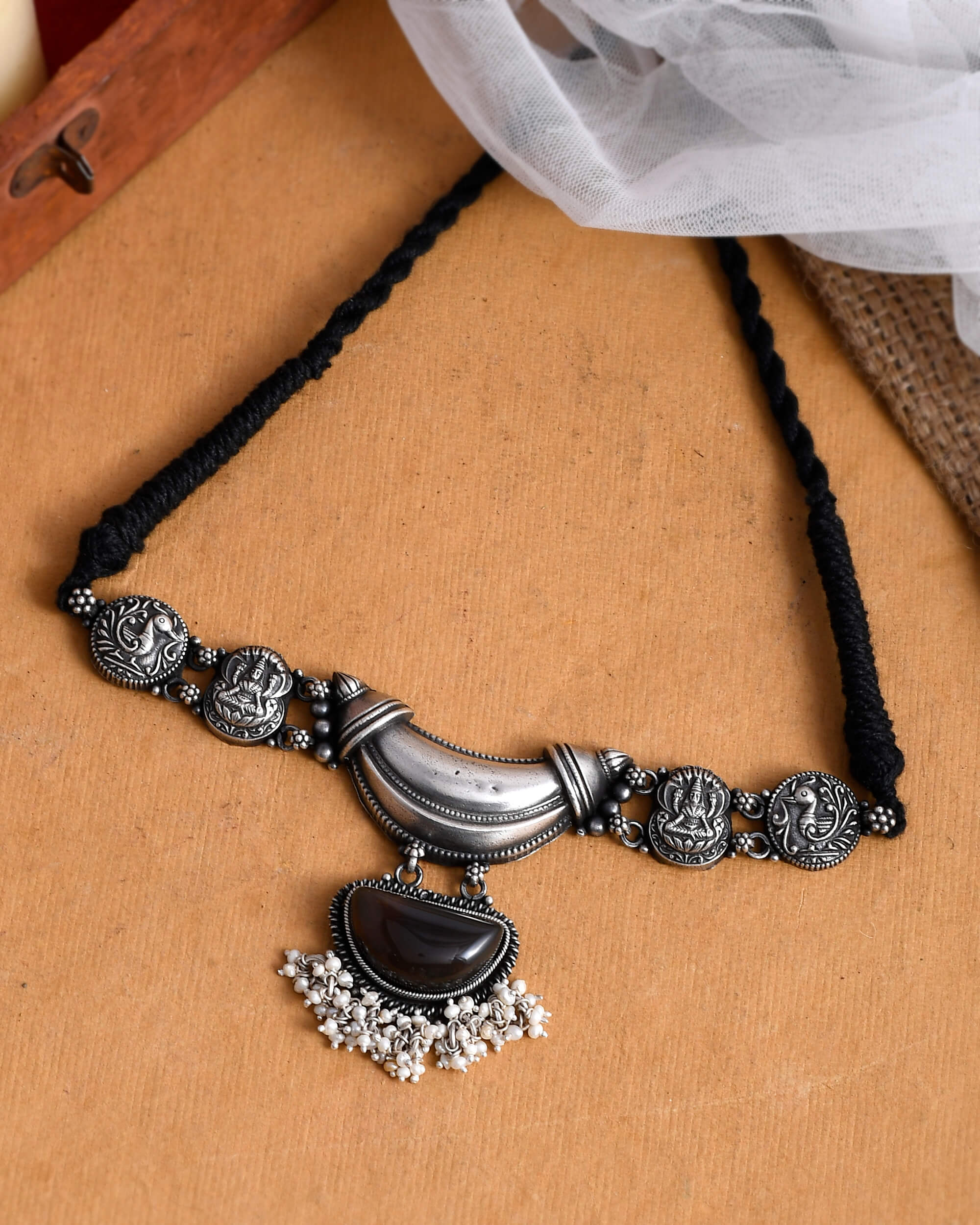 Temple Silver choker - 925 Silver Jewellery Meera Jaipur