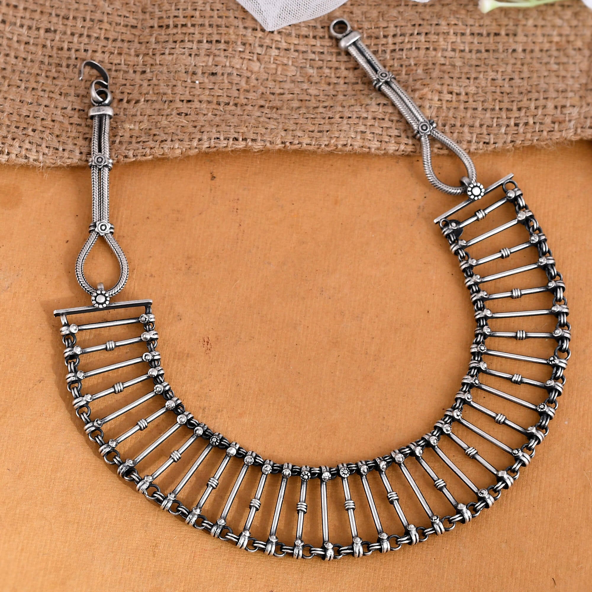 Oxidised Silver necklace - 925 Silver Jewellery Meera Jaipur