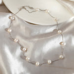 Pearl Line Necklace - 925 Silver Jewellery Meera Jaipur