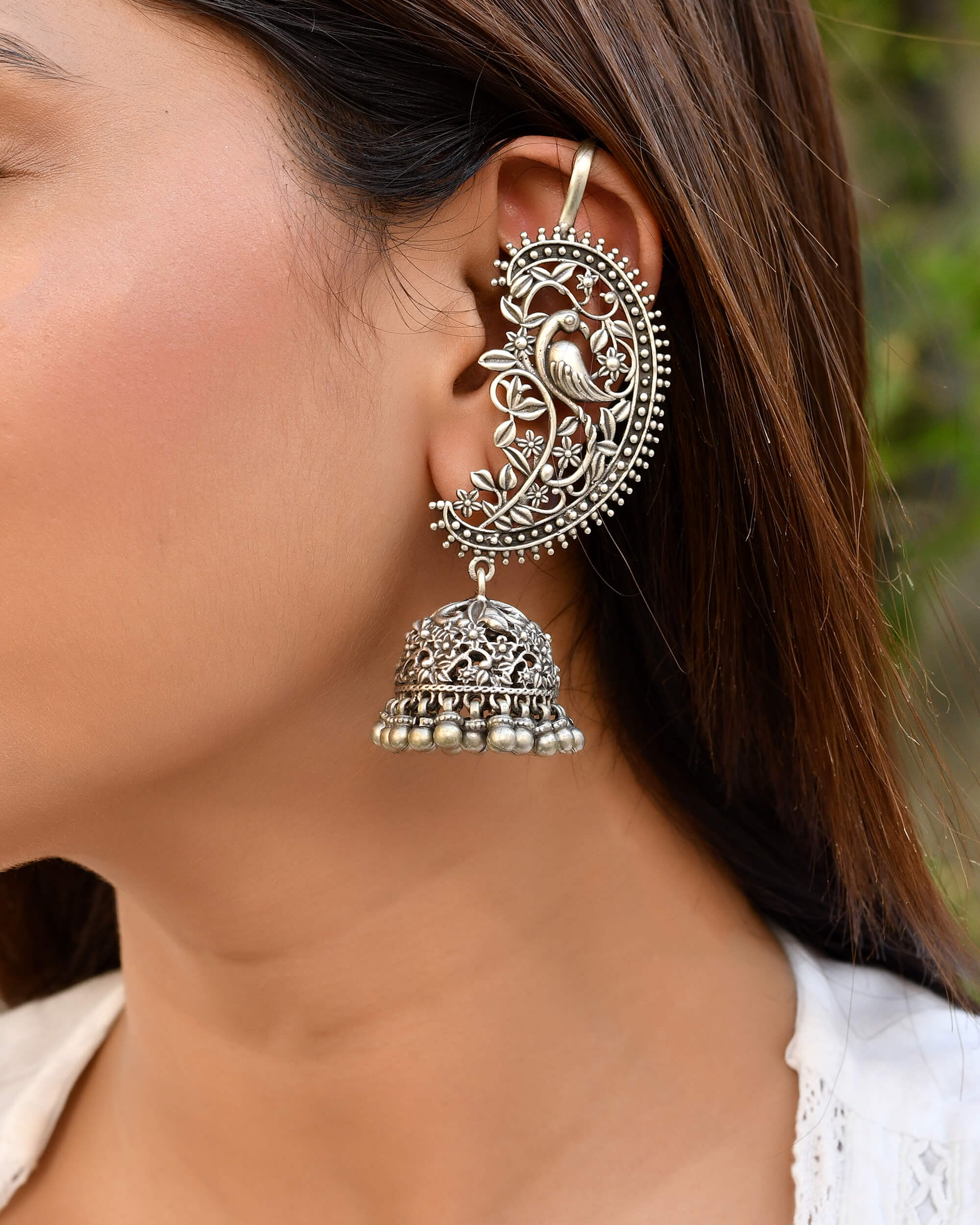 Karnfool Silver Jhumki - 925 Silver Jewellery Meera Jaipur