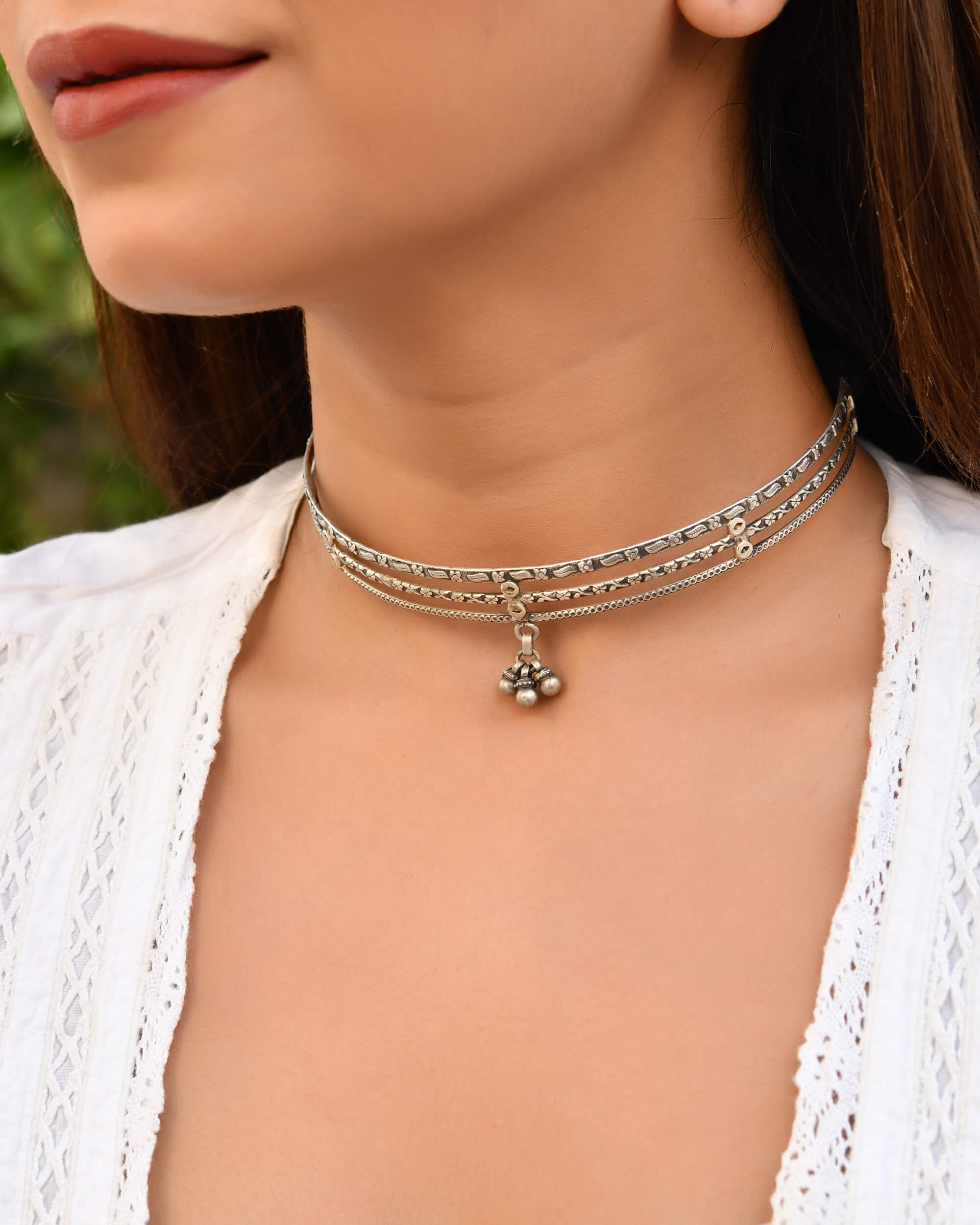 Tribal Silver choker - 925 Silver Jewellery Meera Jaipur