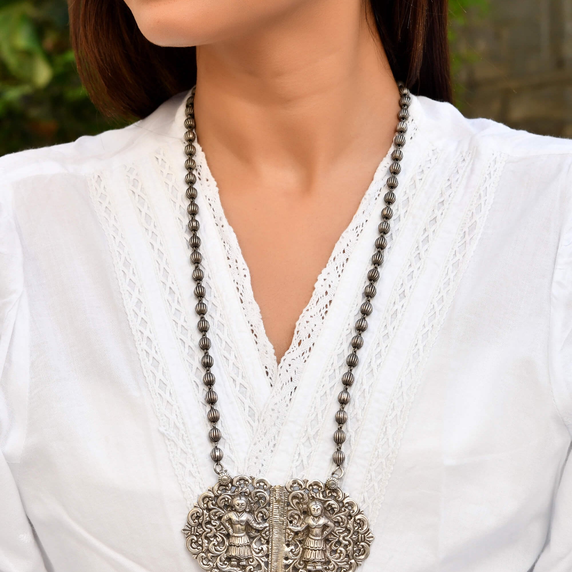Mehreen Ethnic Silver Necklace - 925 Silver Jewellery Meera Jaipur