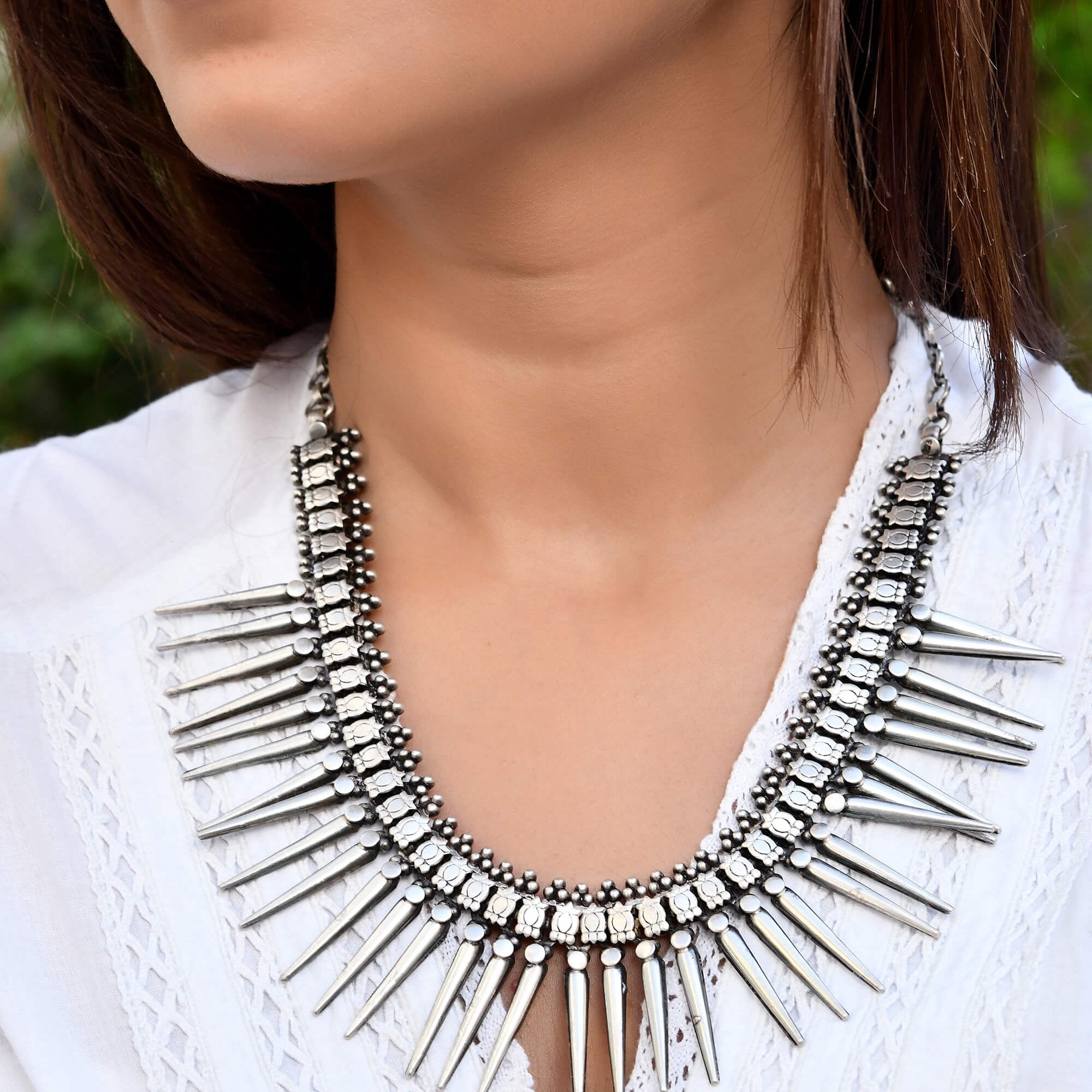 Trikon Silver Necklace - 925 Silver Jewellery Meera Jaipur