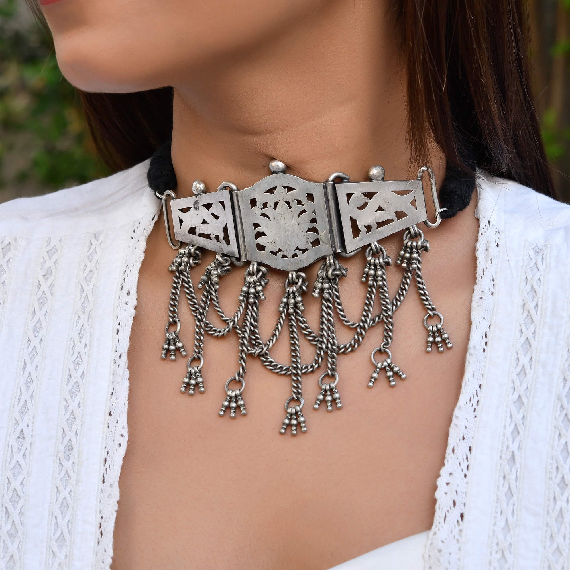 Kashmira Silver Choker - 925 Silver Jewellery Meera Jaipur