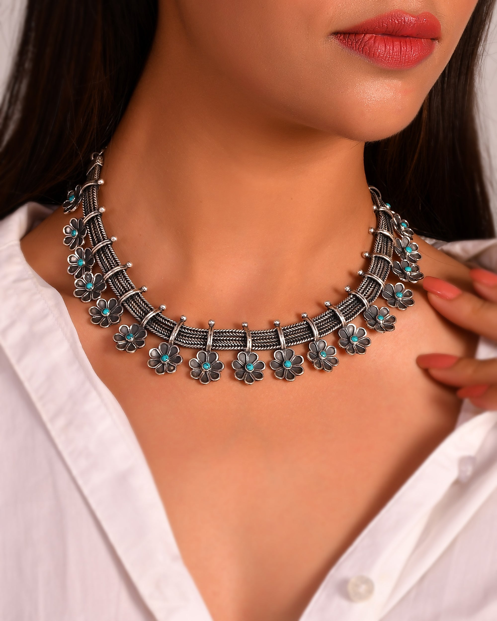 Mogra Necklace - 925 Silver Jewellery Meera Jaipur