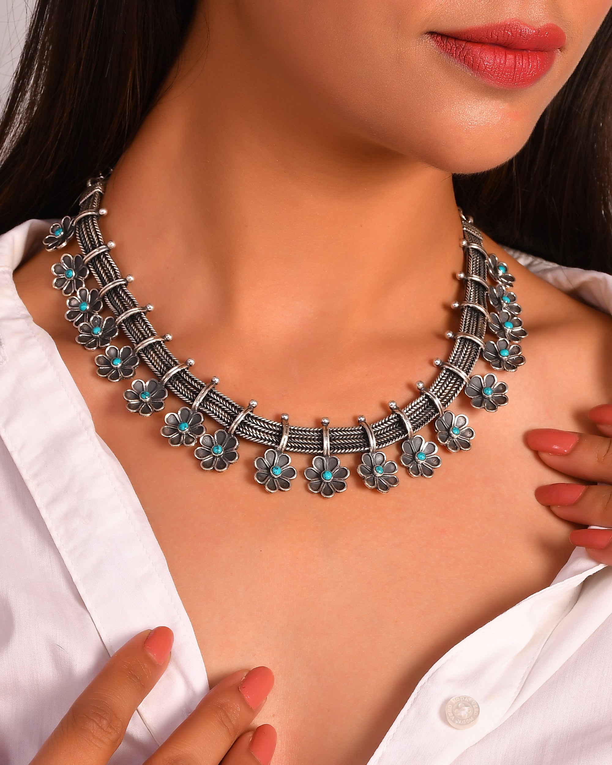 Mogra Necklace - 925 Silver Jewellery Meera Jaipur