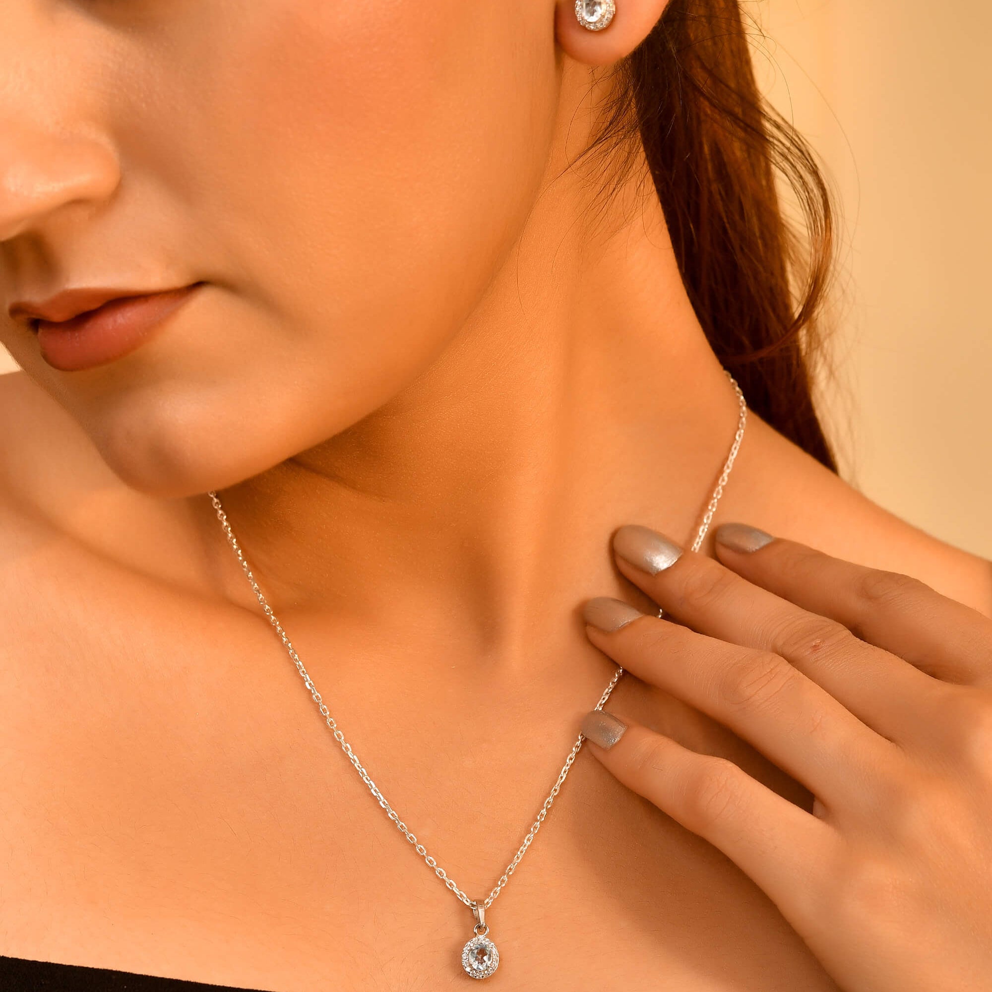 Sky Halo Silver Set - 925 Silver Jewellery Meera Jaipur