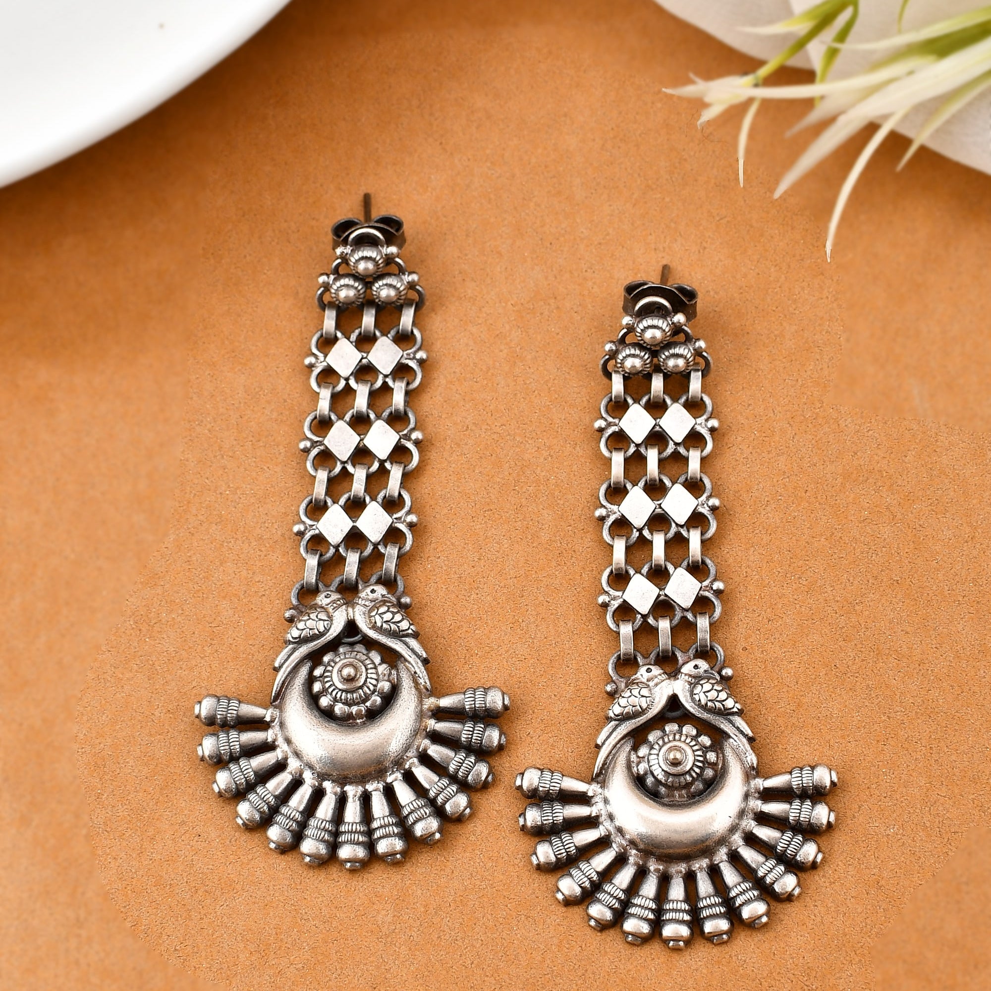 Kavni silver earrings - 925 Silver Jewellery Meera Jaipur