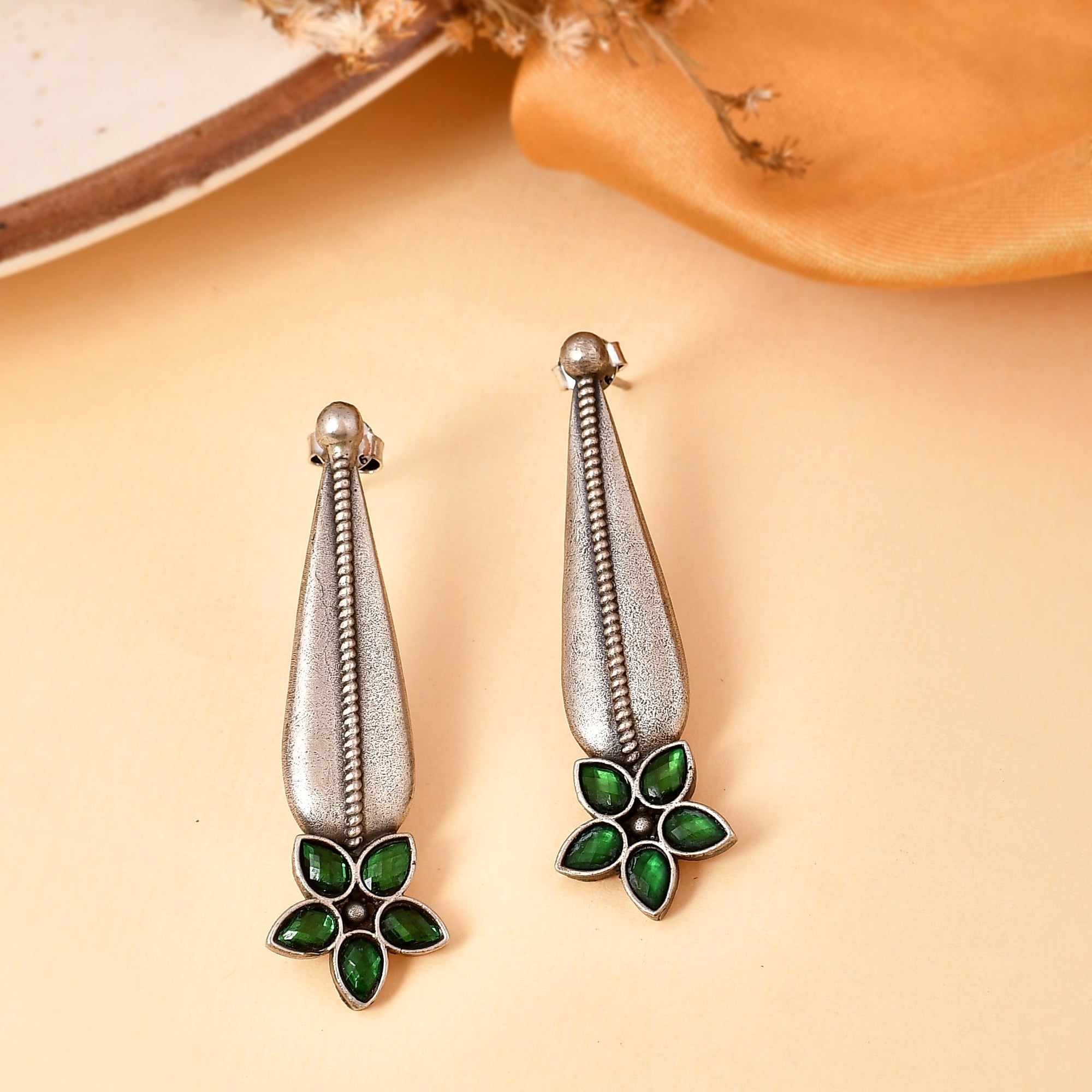 Varak silver earrings - 925 Silver Jewellery Meera Jaipur