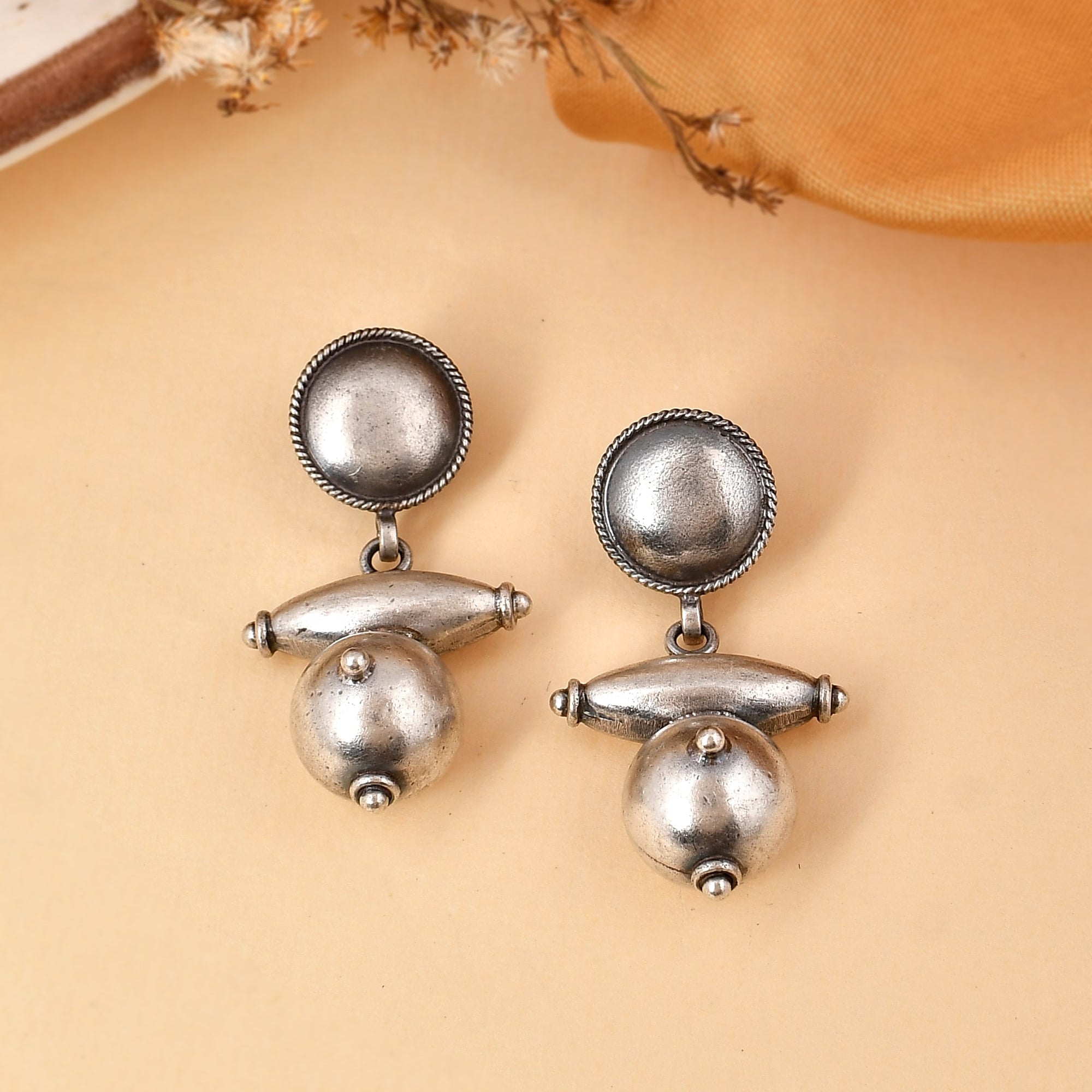 Ajeya silver earrings - 925 Silver Jewellery Meera Jaipur
