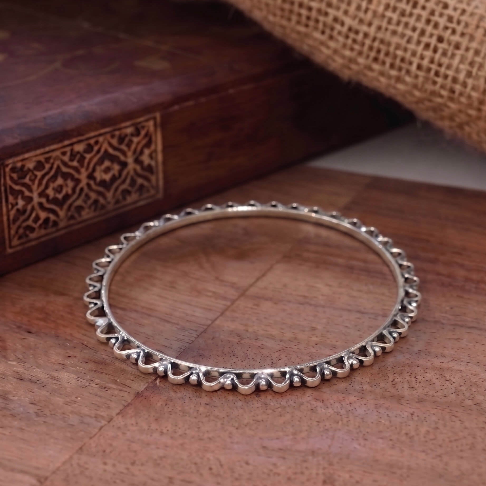 Diya Silver Bangle 925 sterling silver meera jaipur